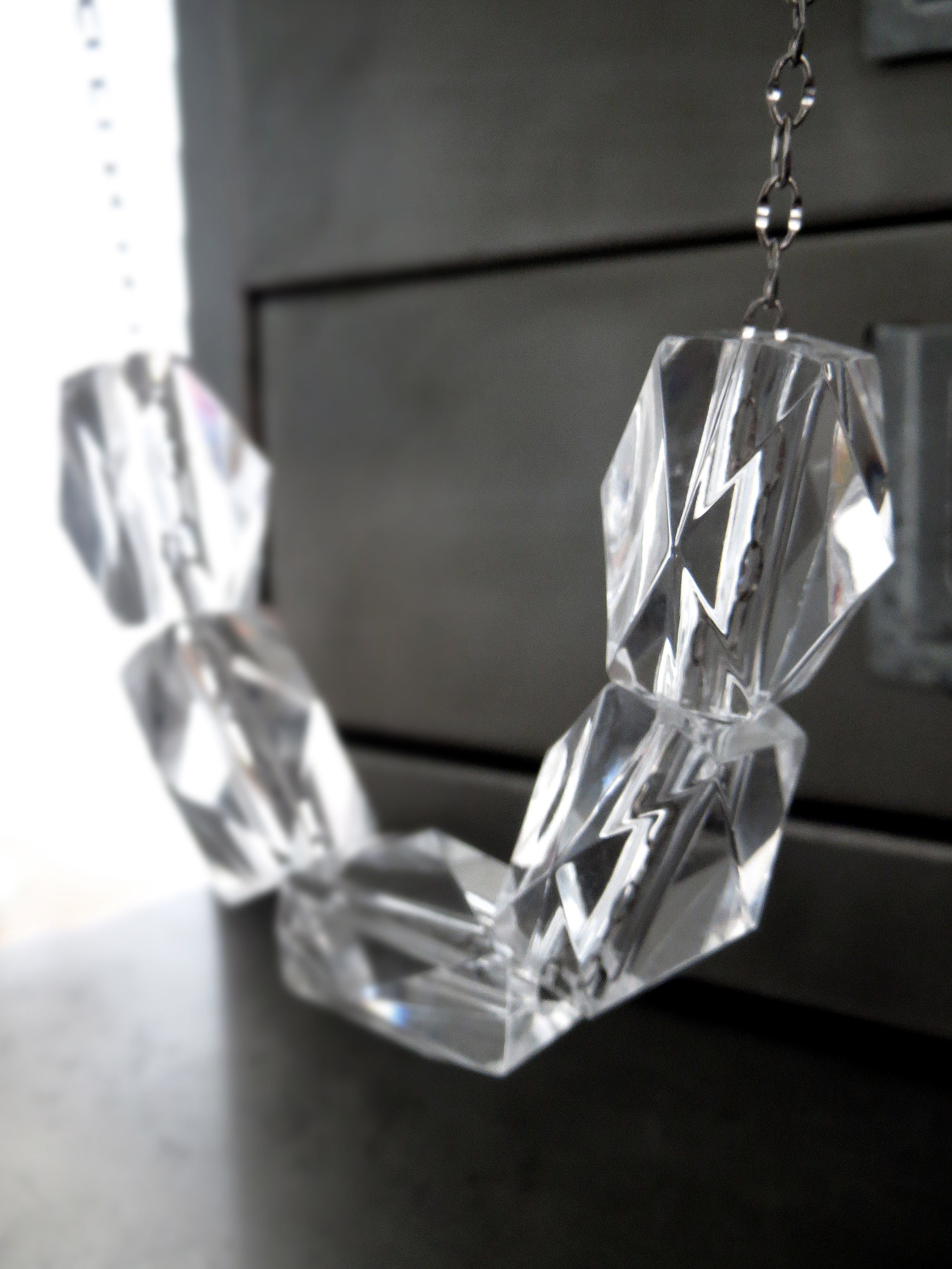 ICE CUBE - Long Clear Acrylic Chunky Cube Necklace