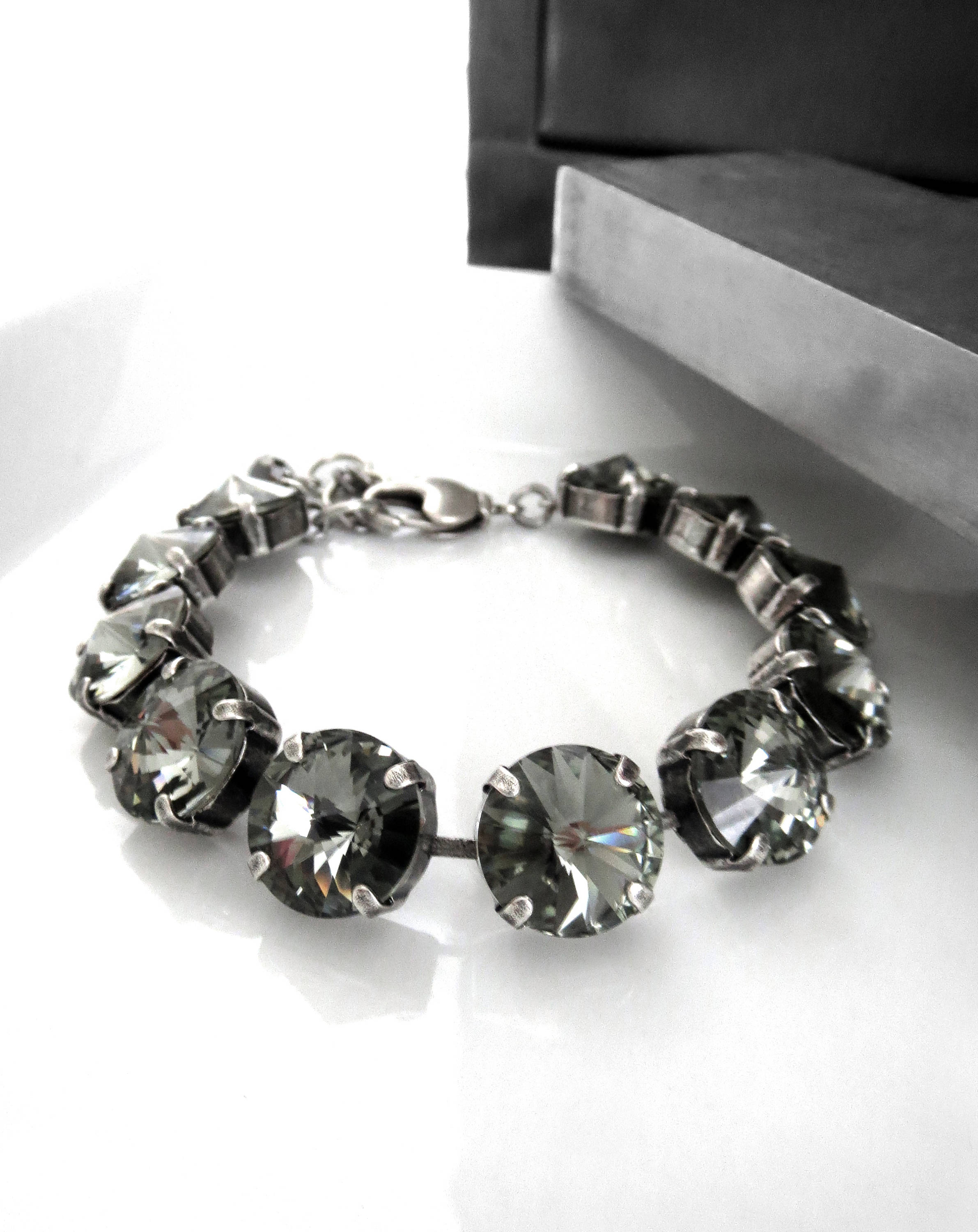 Black Diamond Crystal Rivoli Tennis Bracelet
