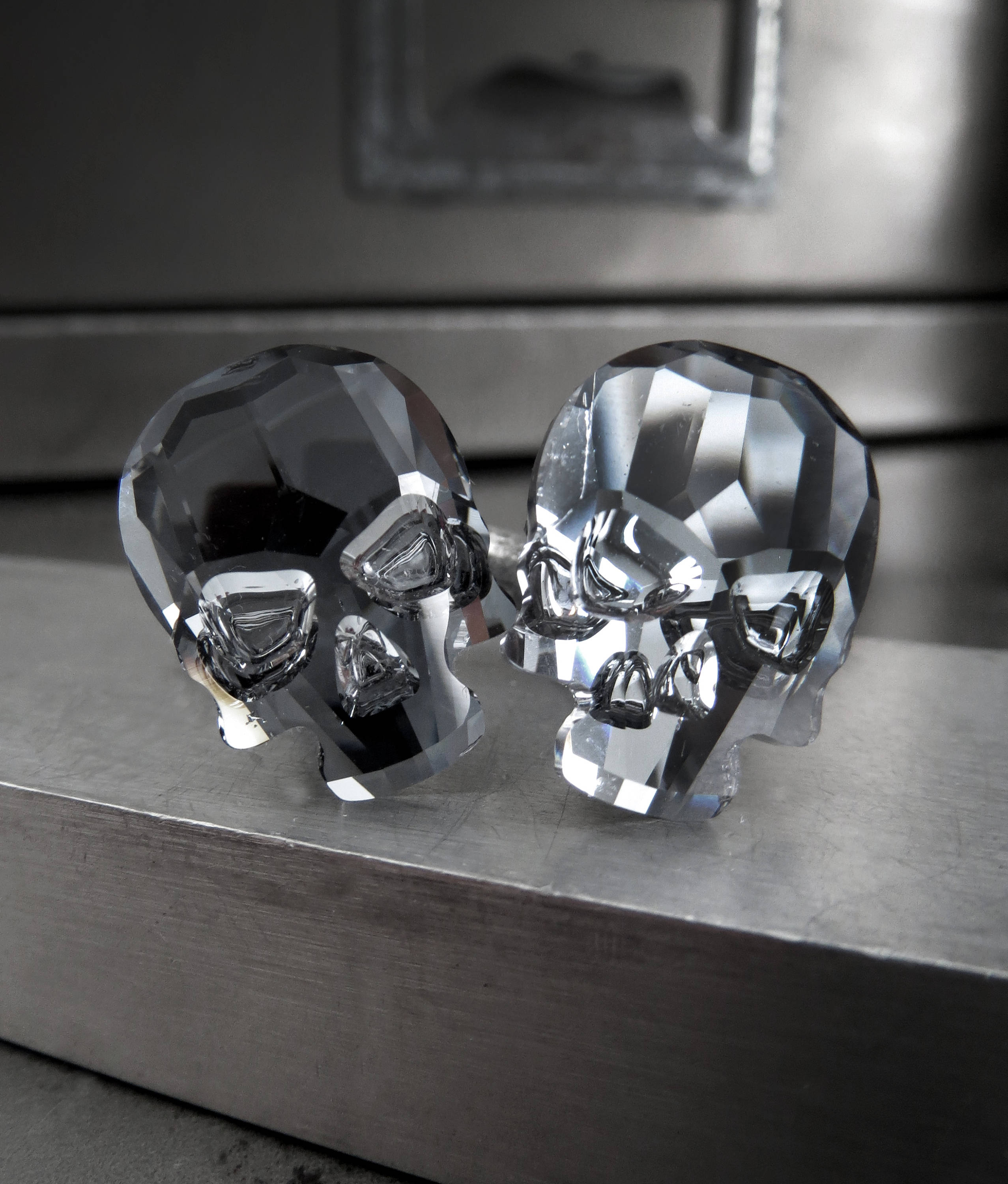 Crystal Skull Cufflinks in Black Night