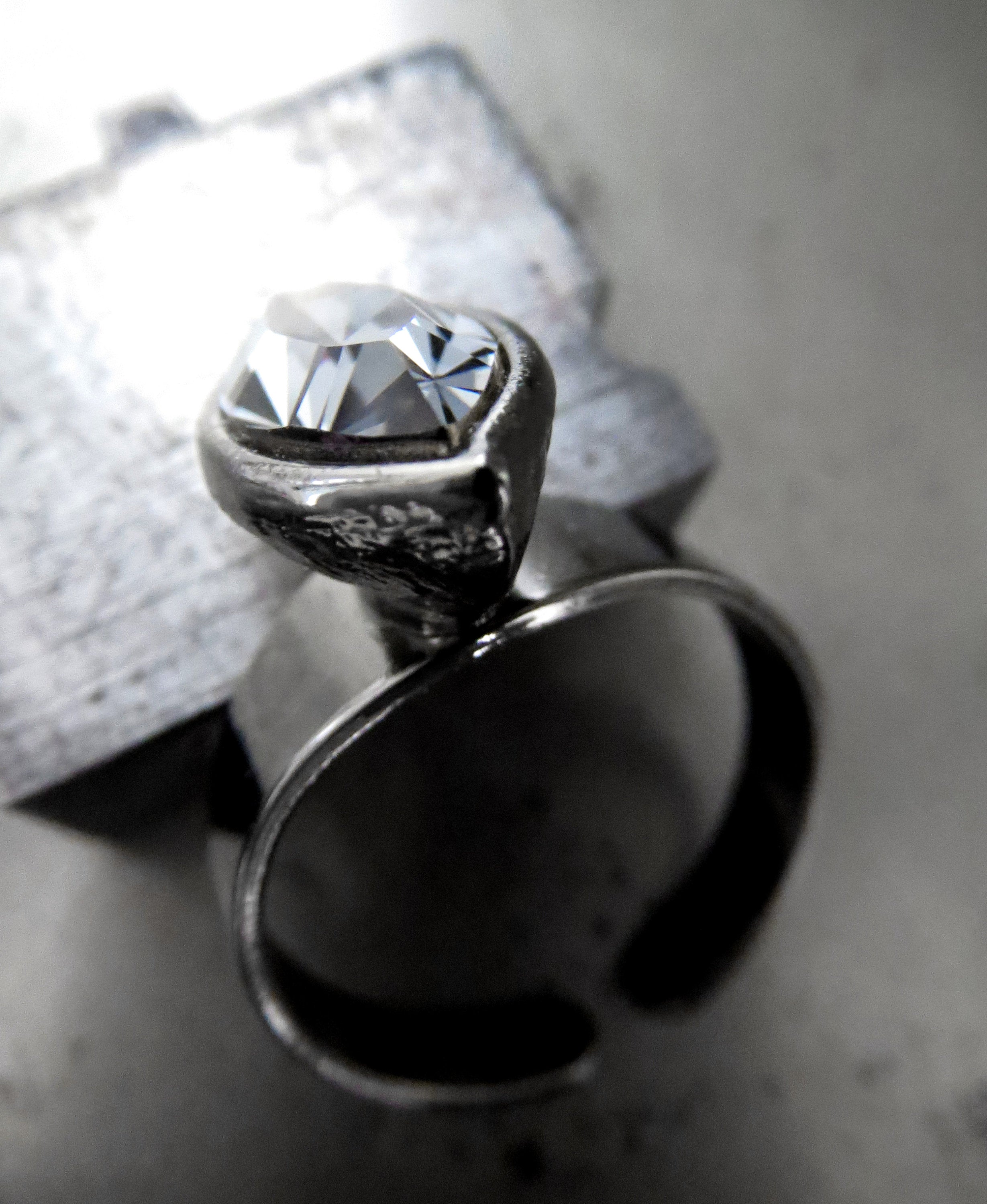 WICKED - Black Diamond Crystal Ring with Marquise Rhinestone