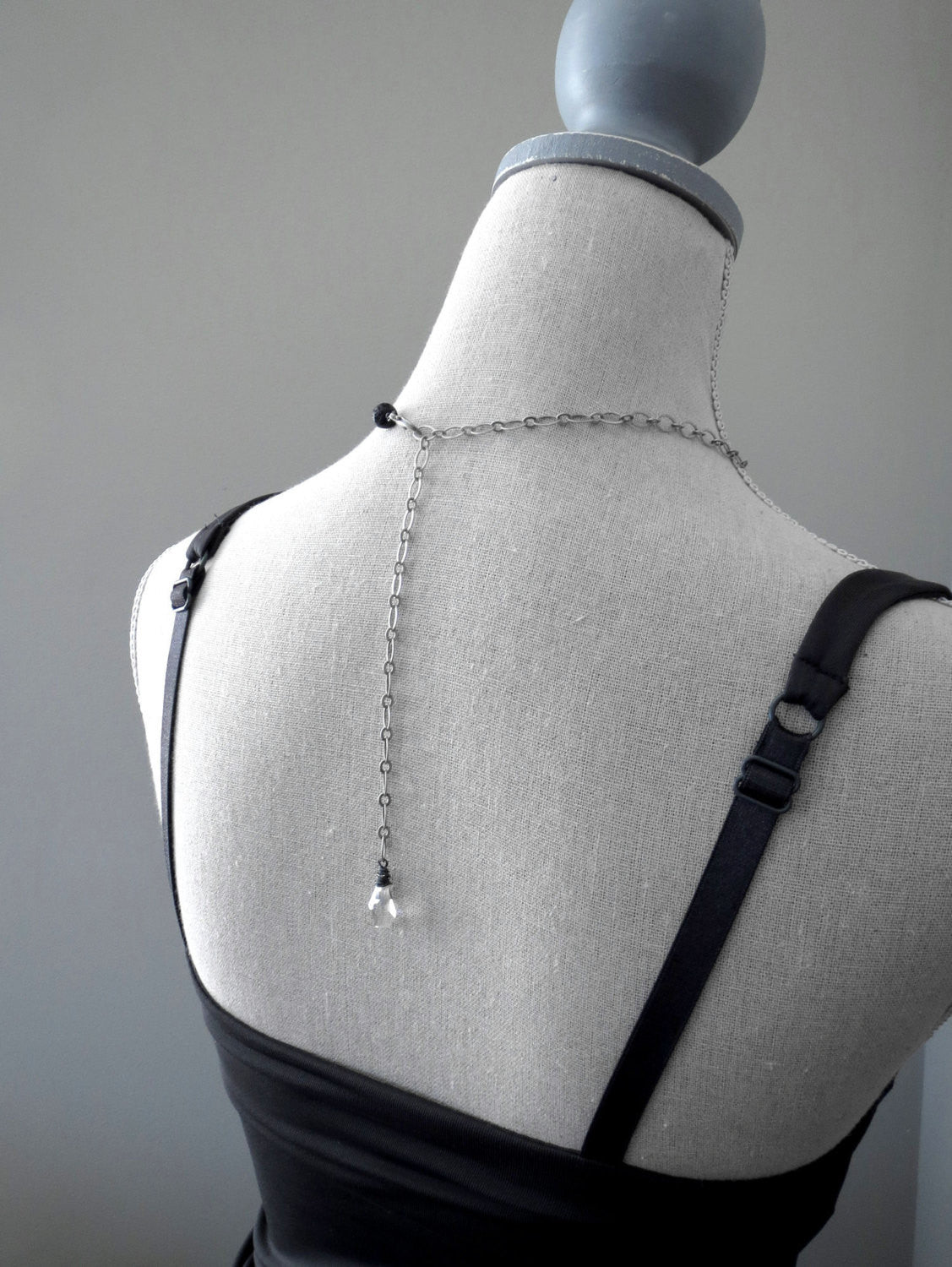 ASYMMETRY - Rough Cut Titanium Quartz, Silk Tassel & Crystal Necklace