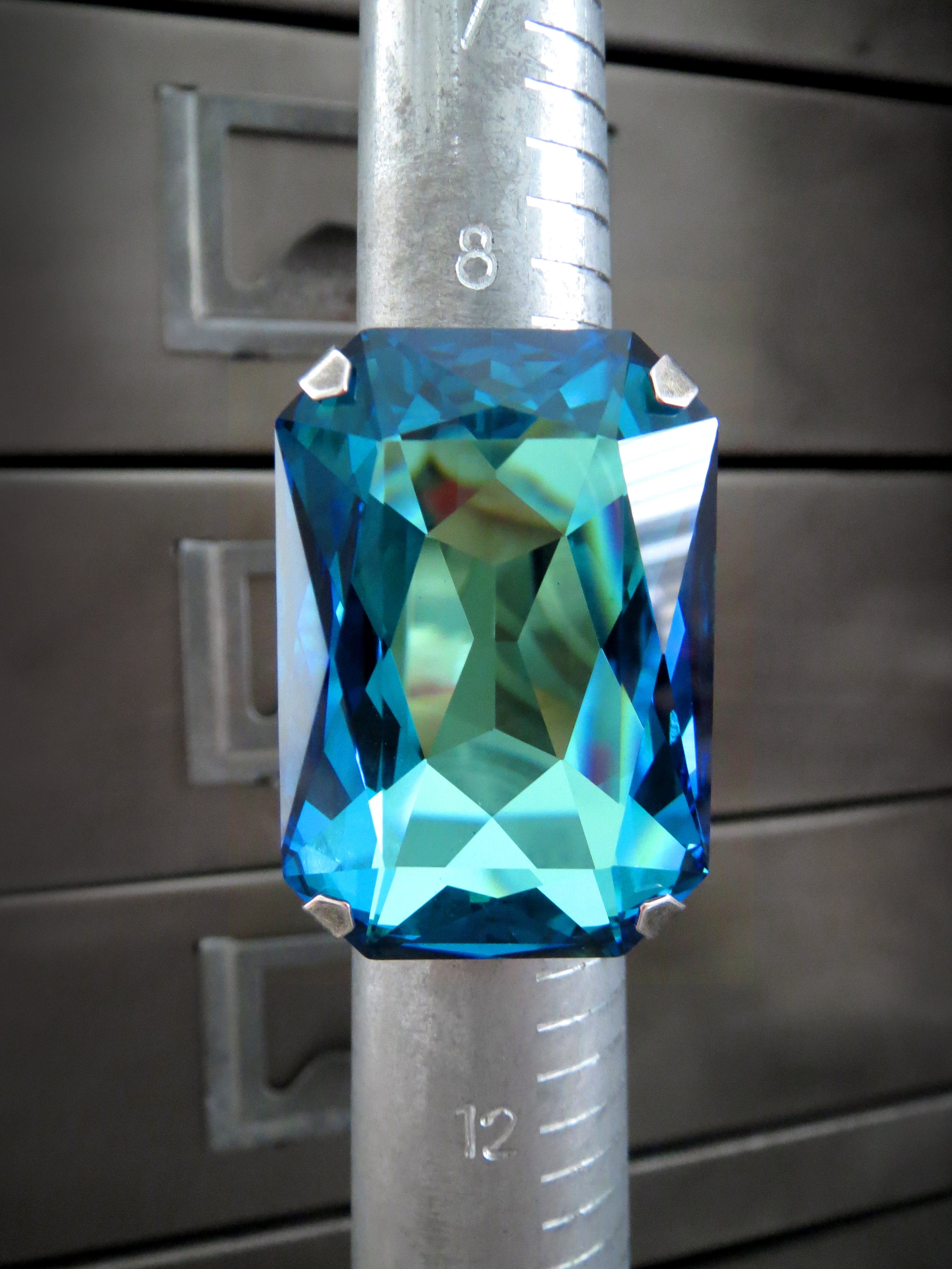MYSTIC MERMAID - Large Aqua Blue Crystal Ring - Two Sizes