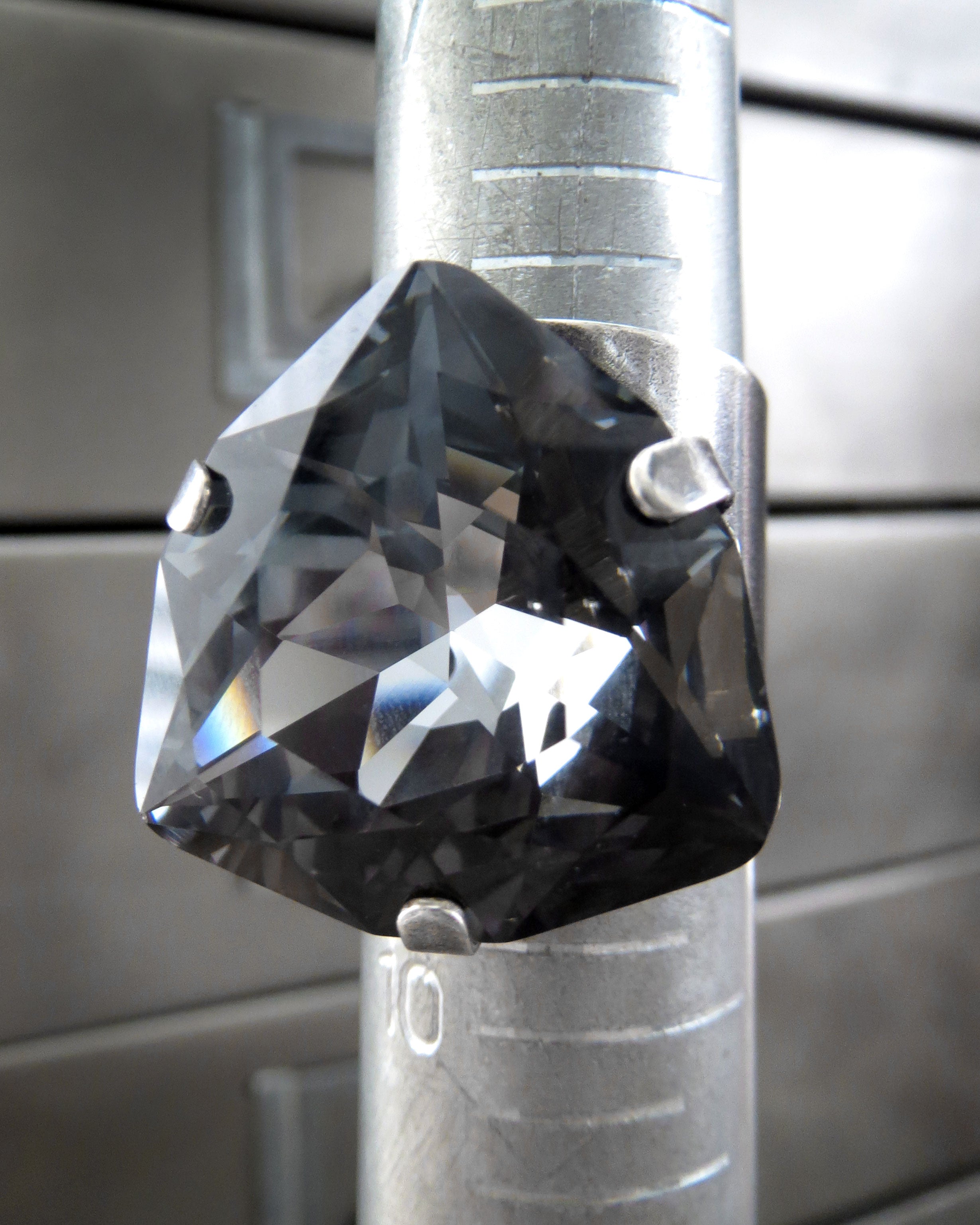 DARK ENERGY - Black Night Trilliant Crystal Ring
