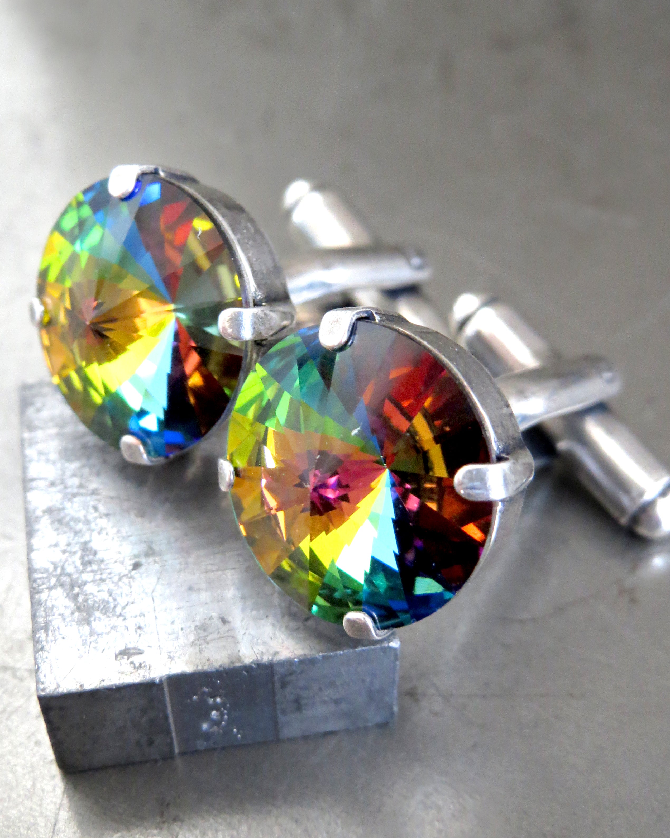 LOVE is LOVE - Crystal Rainbow Cufflinks - LGBTQ Wedding