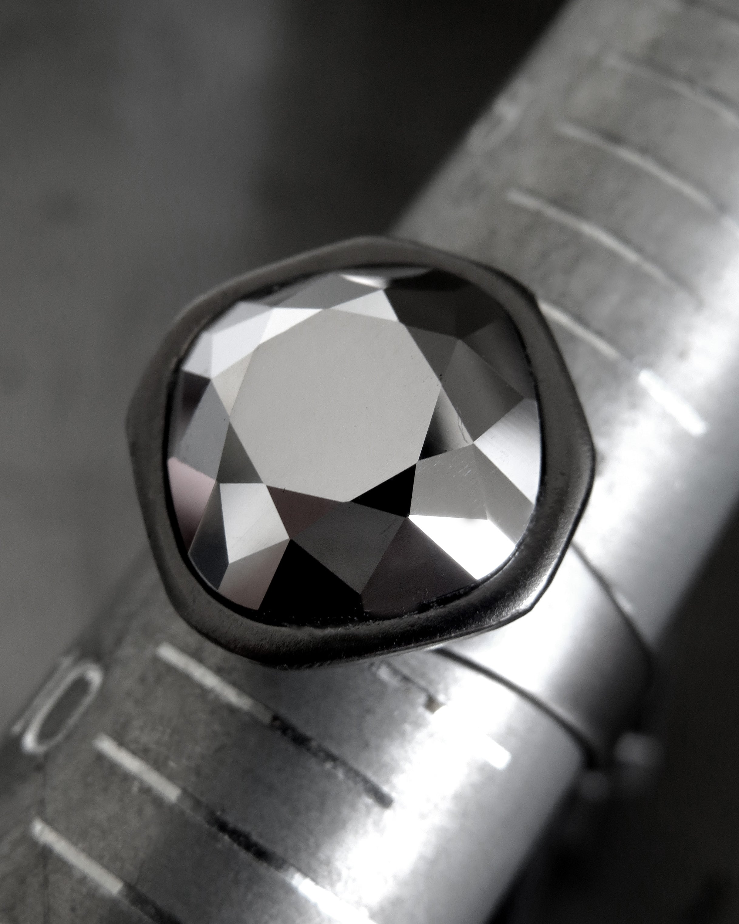 REFRACT - Metallic Silver 'Chrome' Crystal Ring