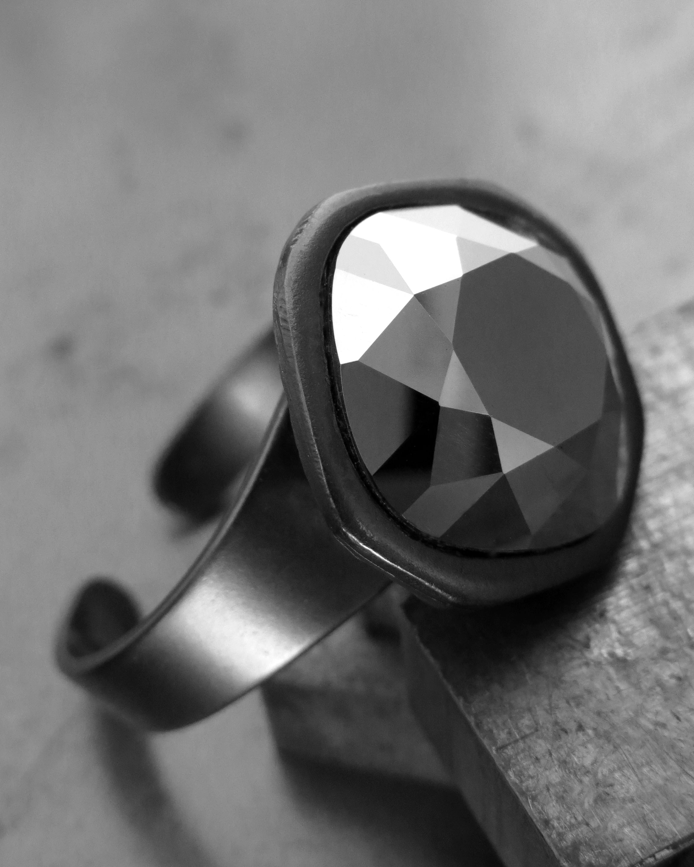 REFRACT - Metallic Silver 'Chrome' Crystal Ring