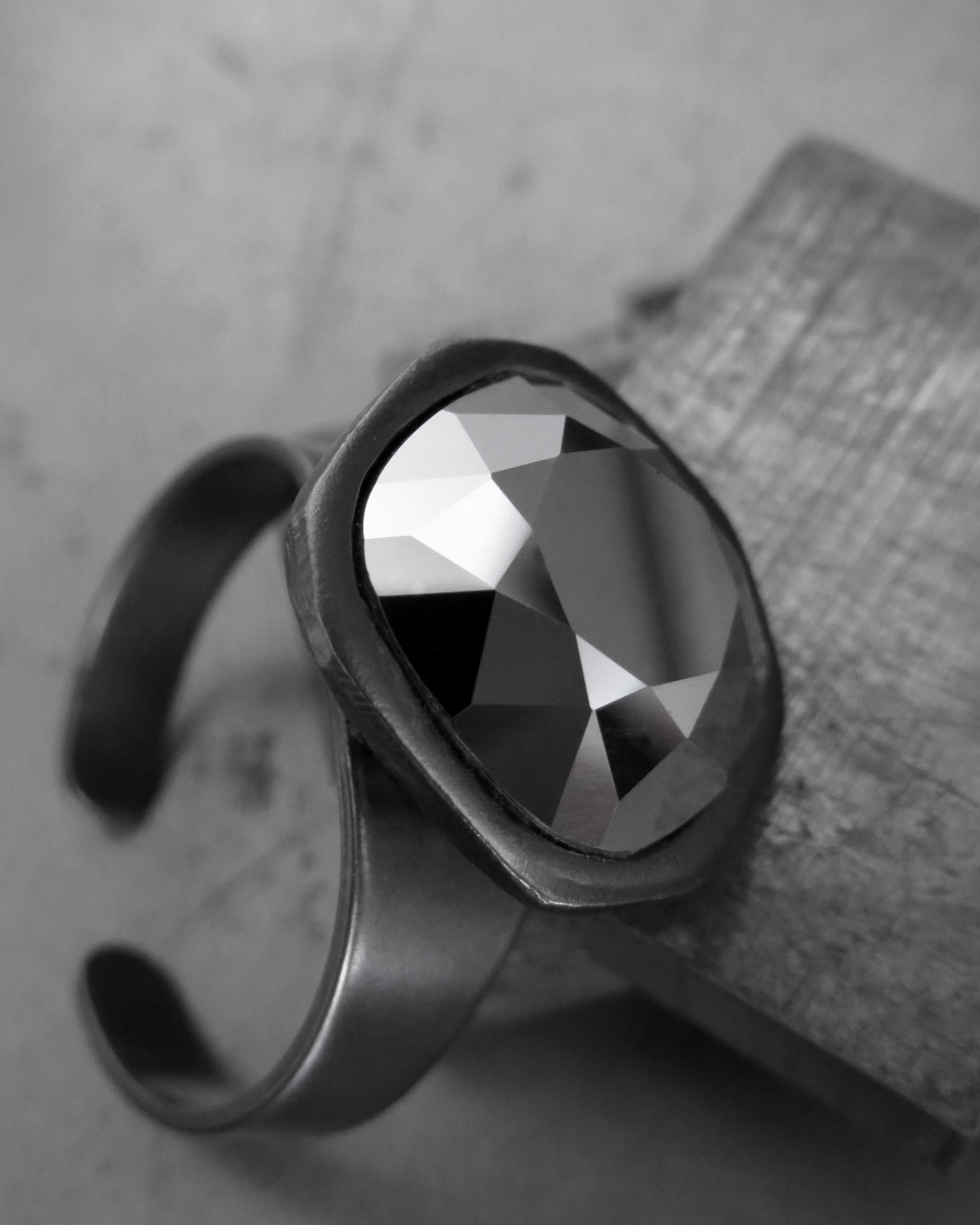 REFRACT - Metallic Silver 'Chrome' Crystal Ring