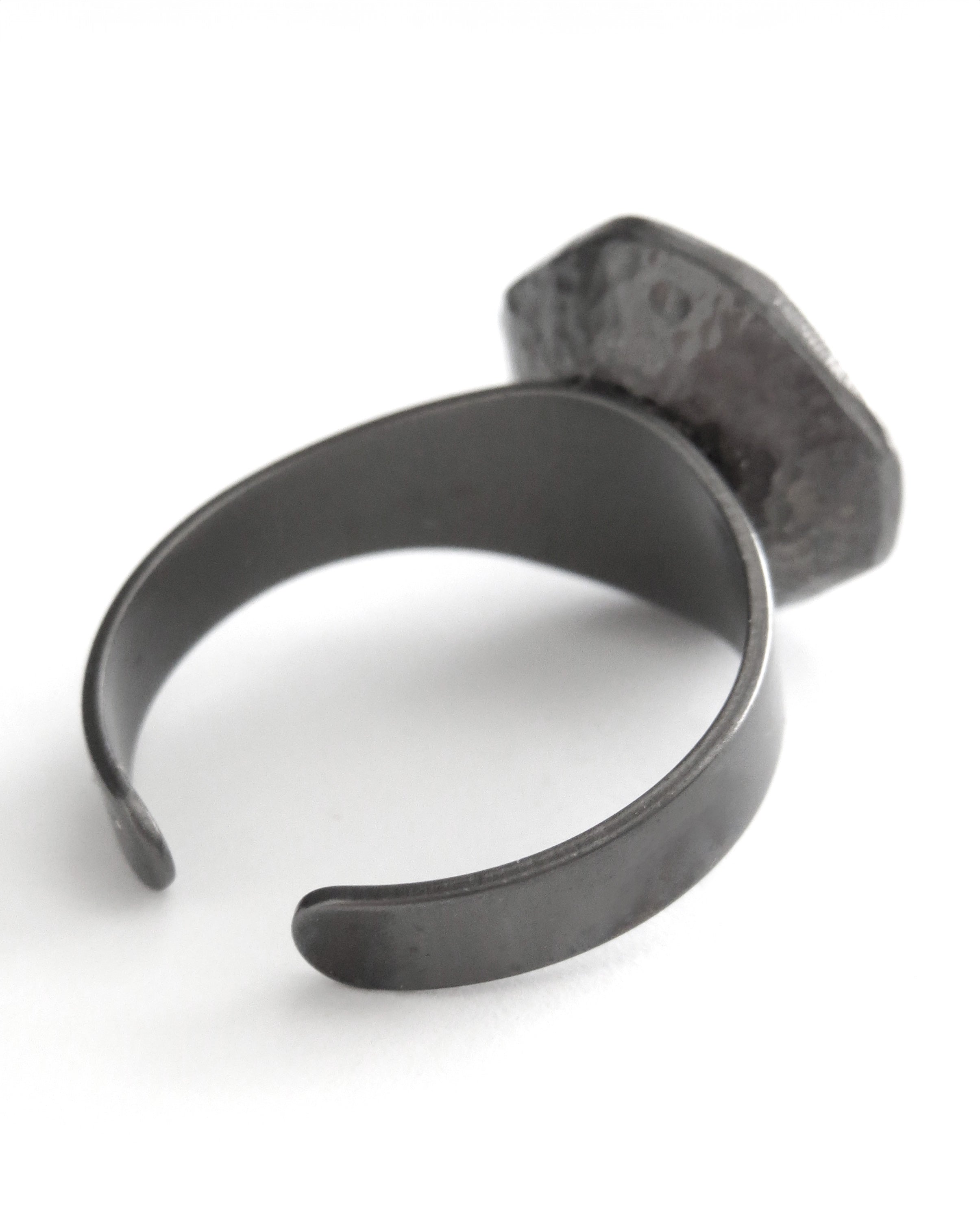 MIDNIGHT in the ROSE GARDEN - Multicolor Dark Grey Crystal Ring