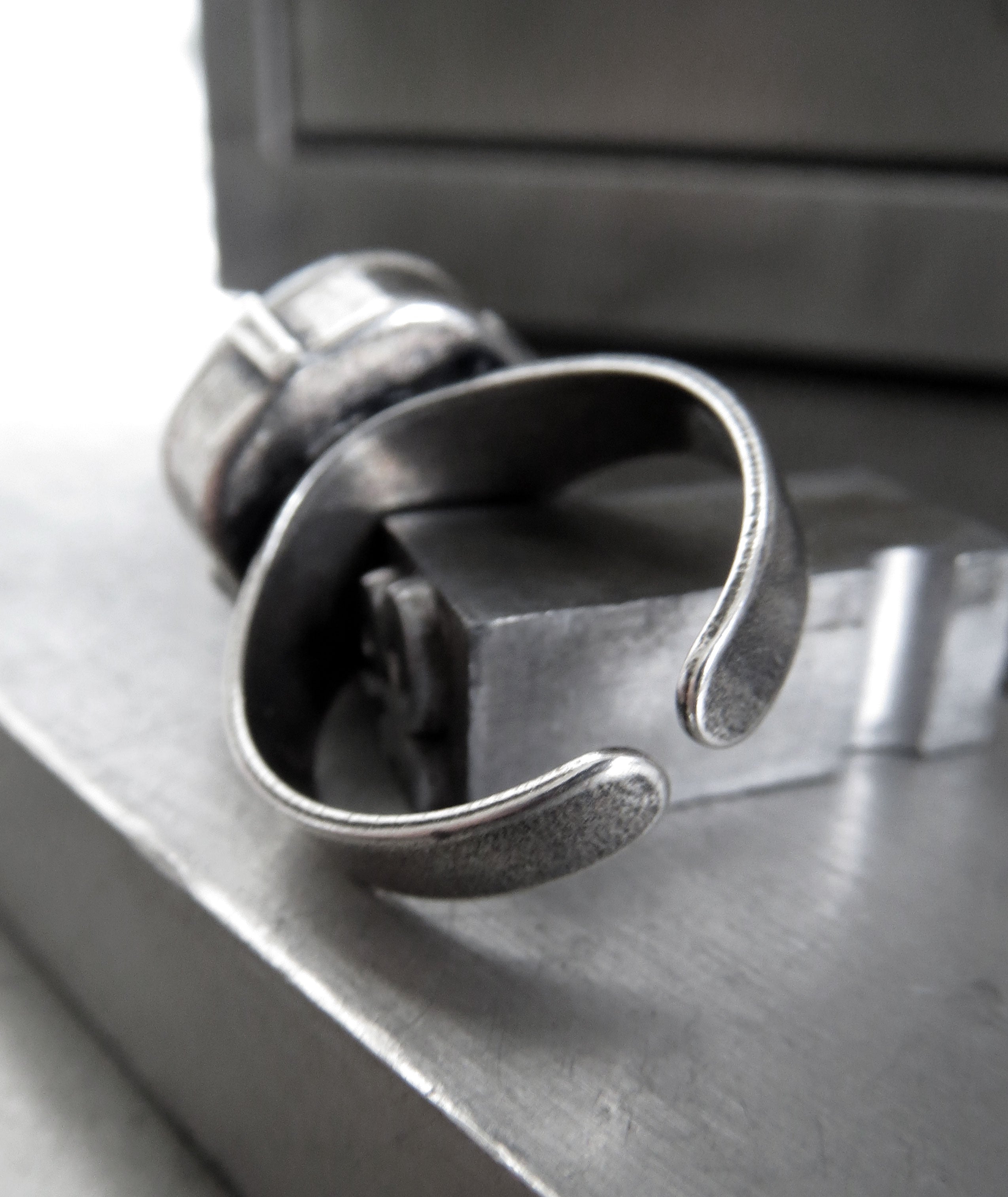 SILK SMOKE - Warm Silver Grey Crystal Ring - 2 Crystal Size Options