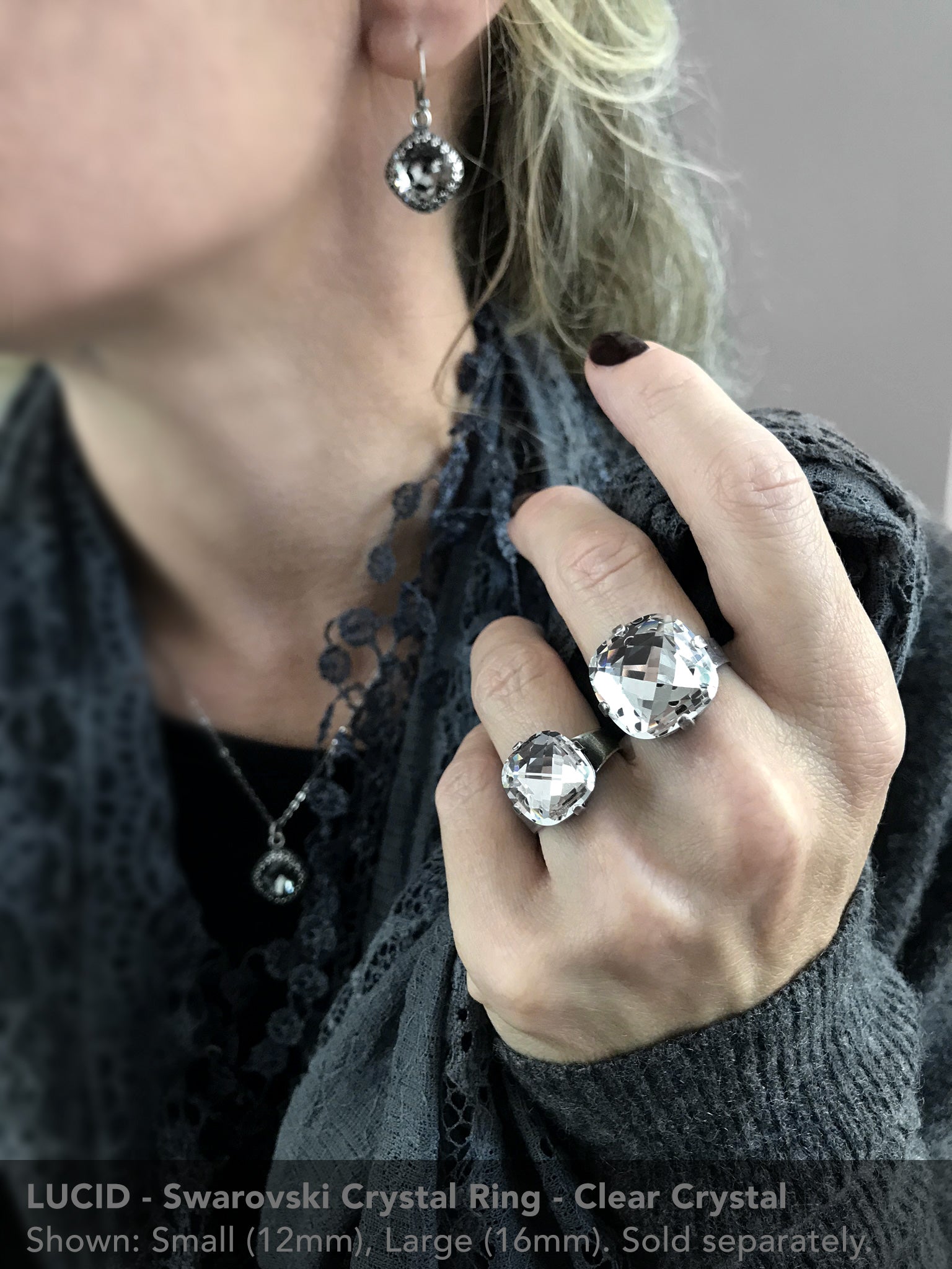 LUCID - Clear Crystal Ring - 2 Crystal Size Options