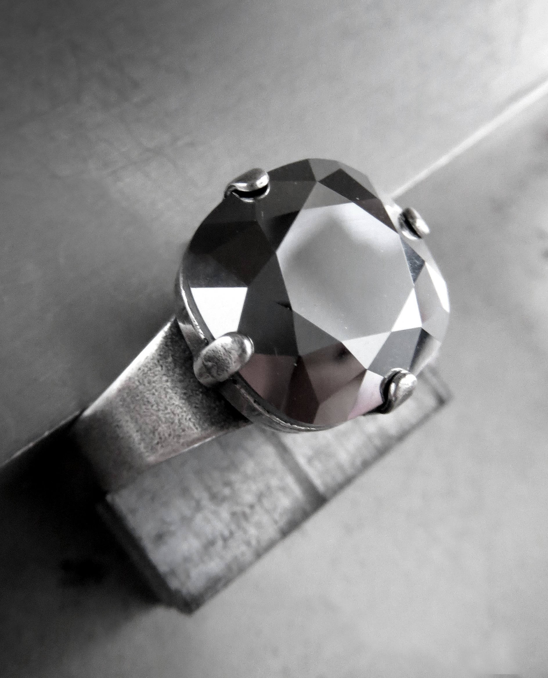 SALE - Metallic Silver Crystal Chrome Ring