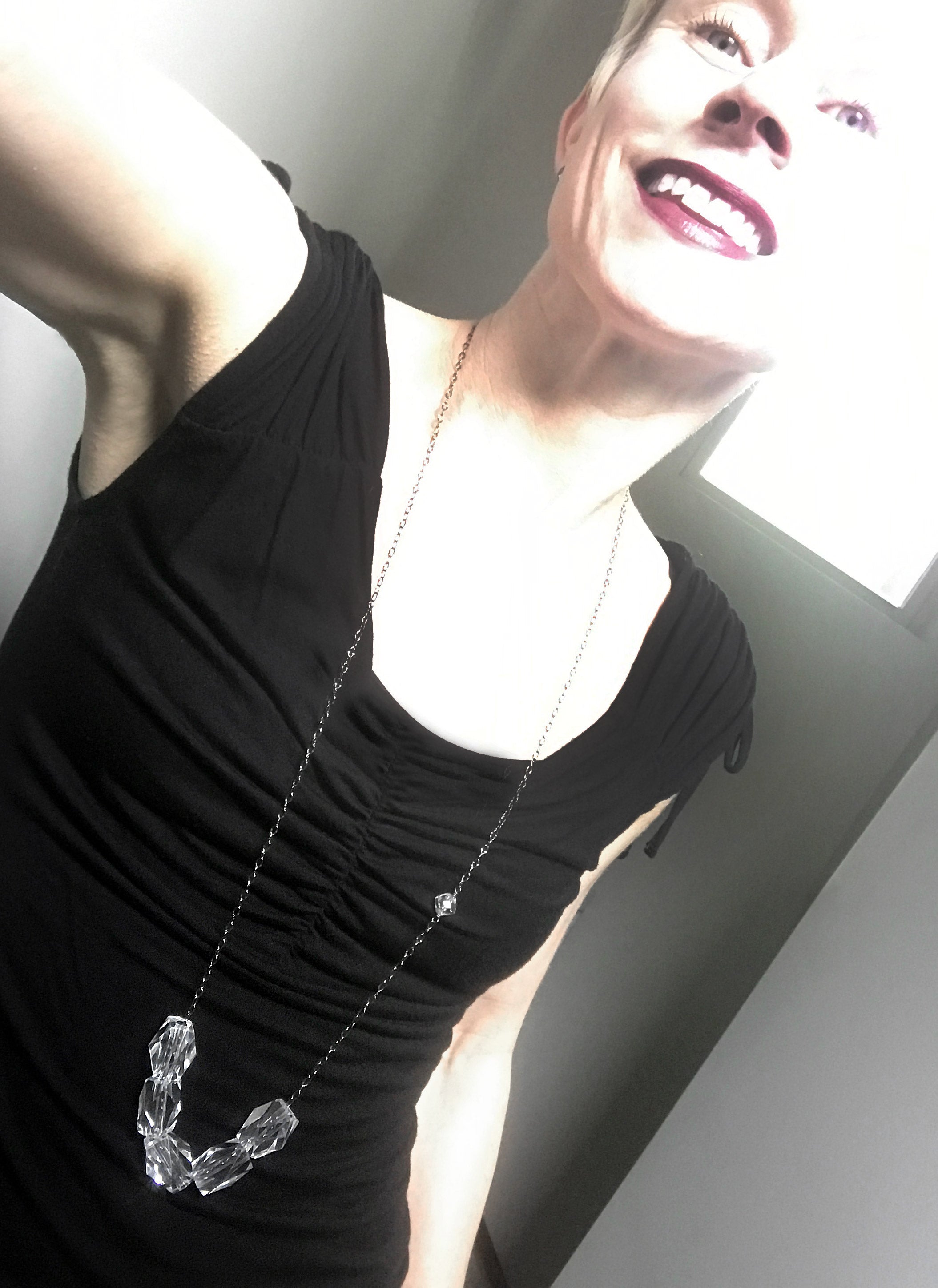 ICE CUBE - Long Clear Acrylic Chunky Cube Necklace