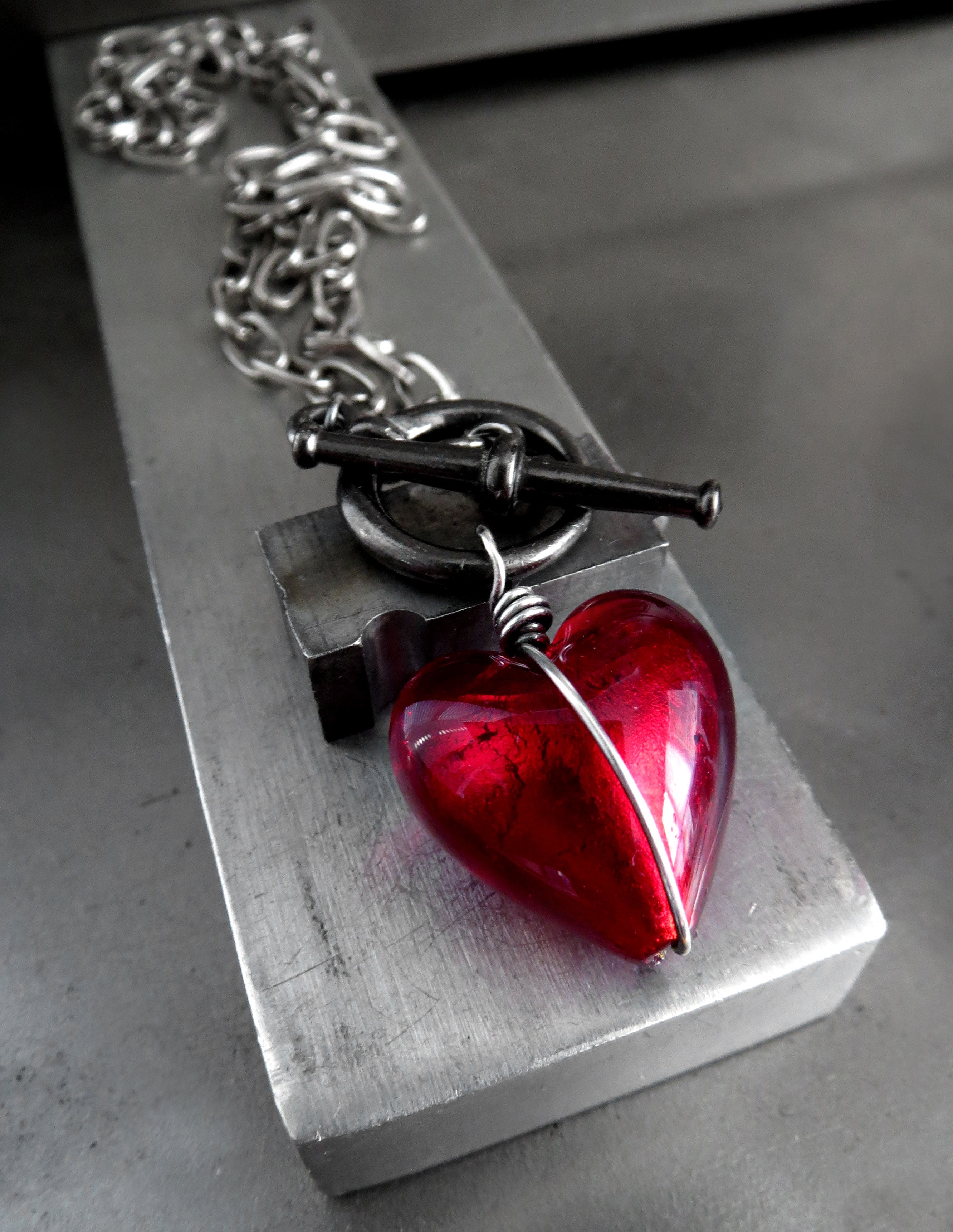 Ver 10. HEART of DARKNESS - Deep Red Heart Pendant Necklace