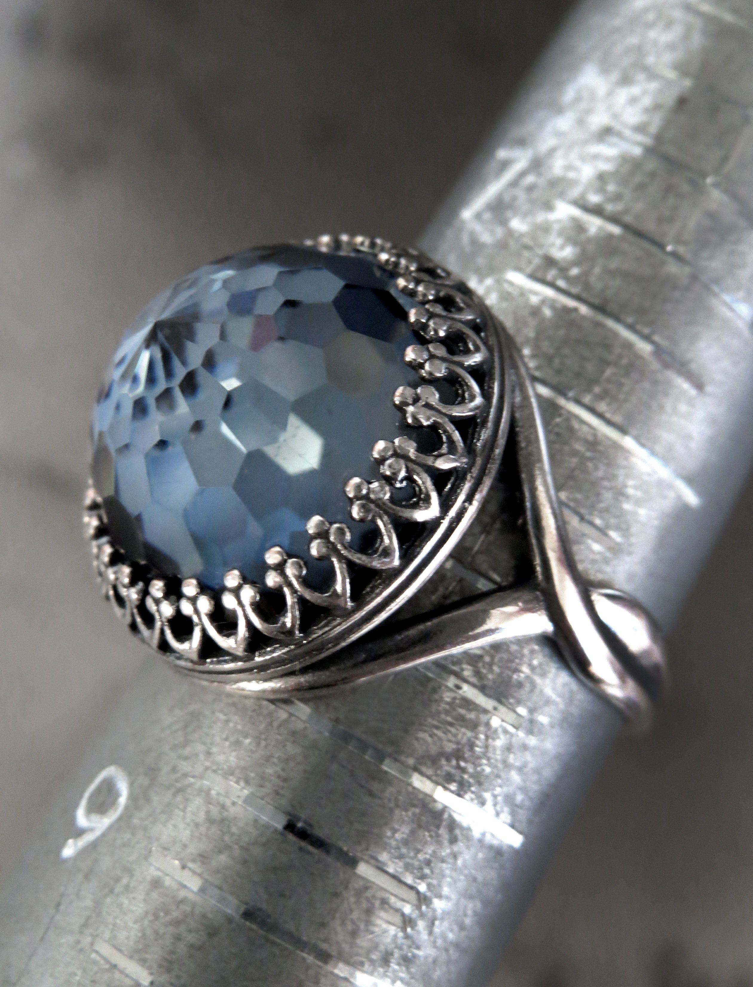 WINDOW to the SOUL V2 - Vintage Crystal Ring in Slate Blue