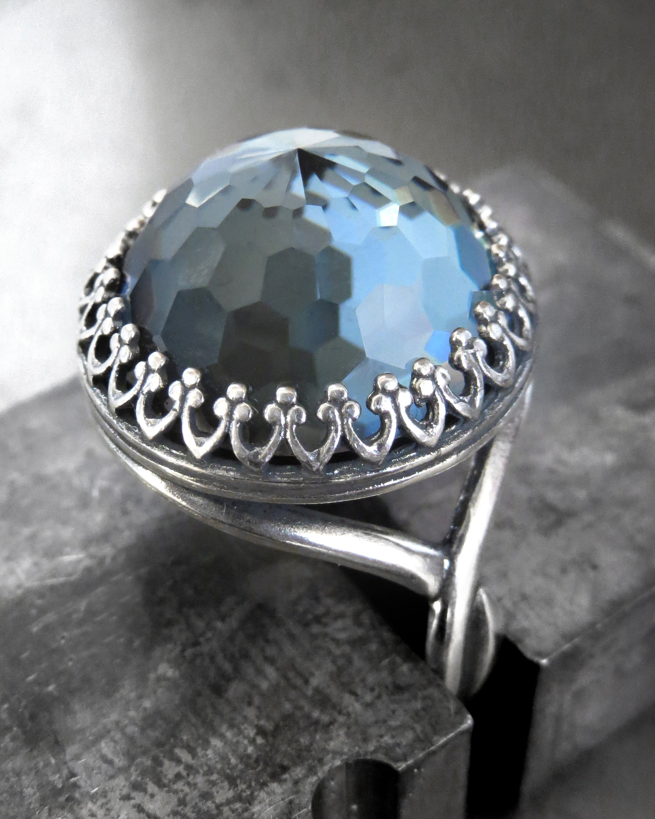 WINDOW to the SOUL V2 - Vintage Crystal Ring in Slate Blue