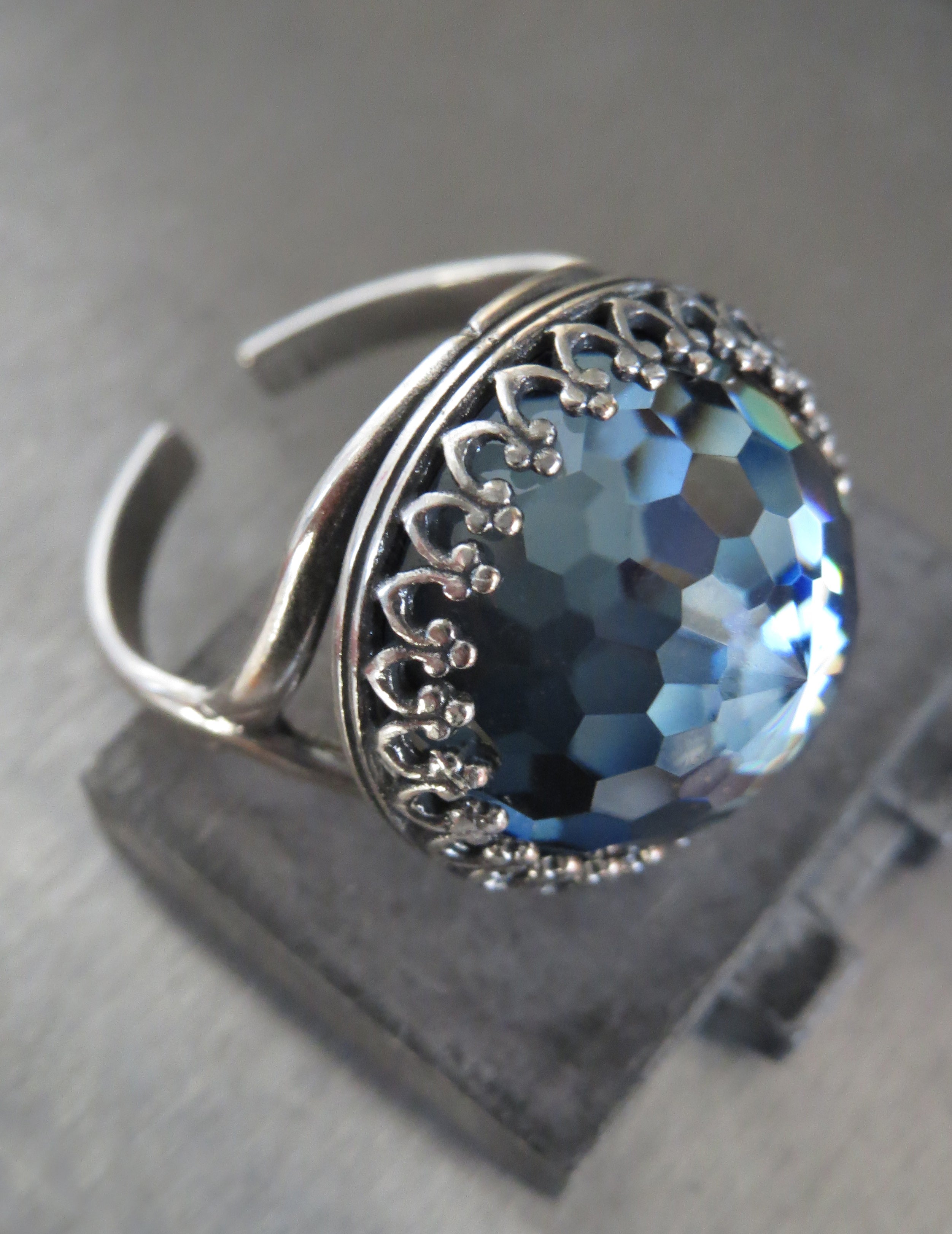 WINDOW to the SOUL V2 - Vintage Crystal Ring in Slate Blue