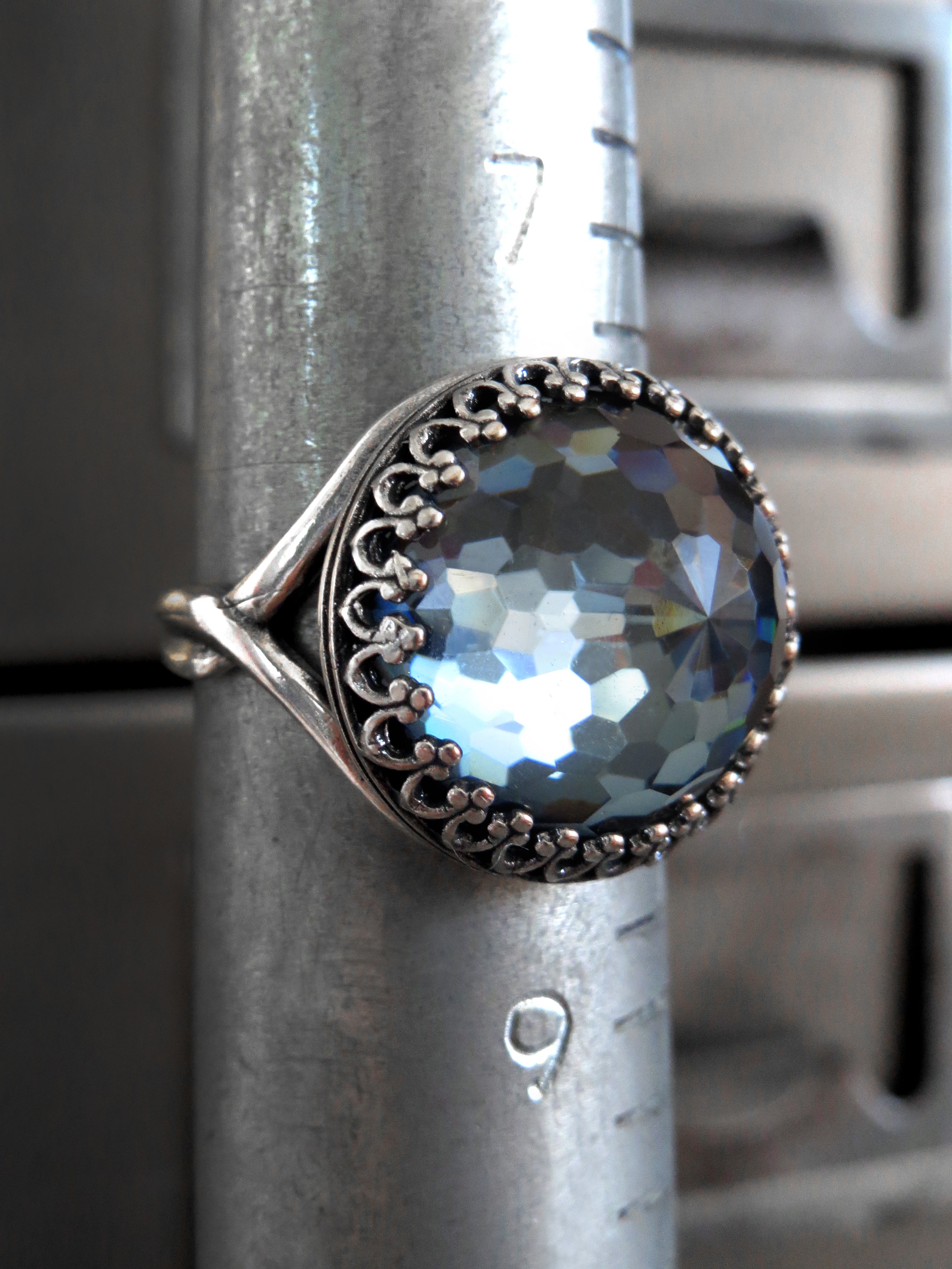 WINDOW to the SOUL V2 - Vintage Crystal Ring in Slate Blue