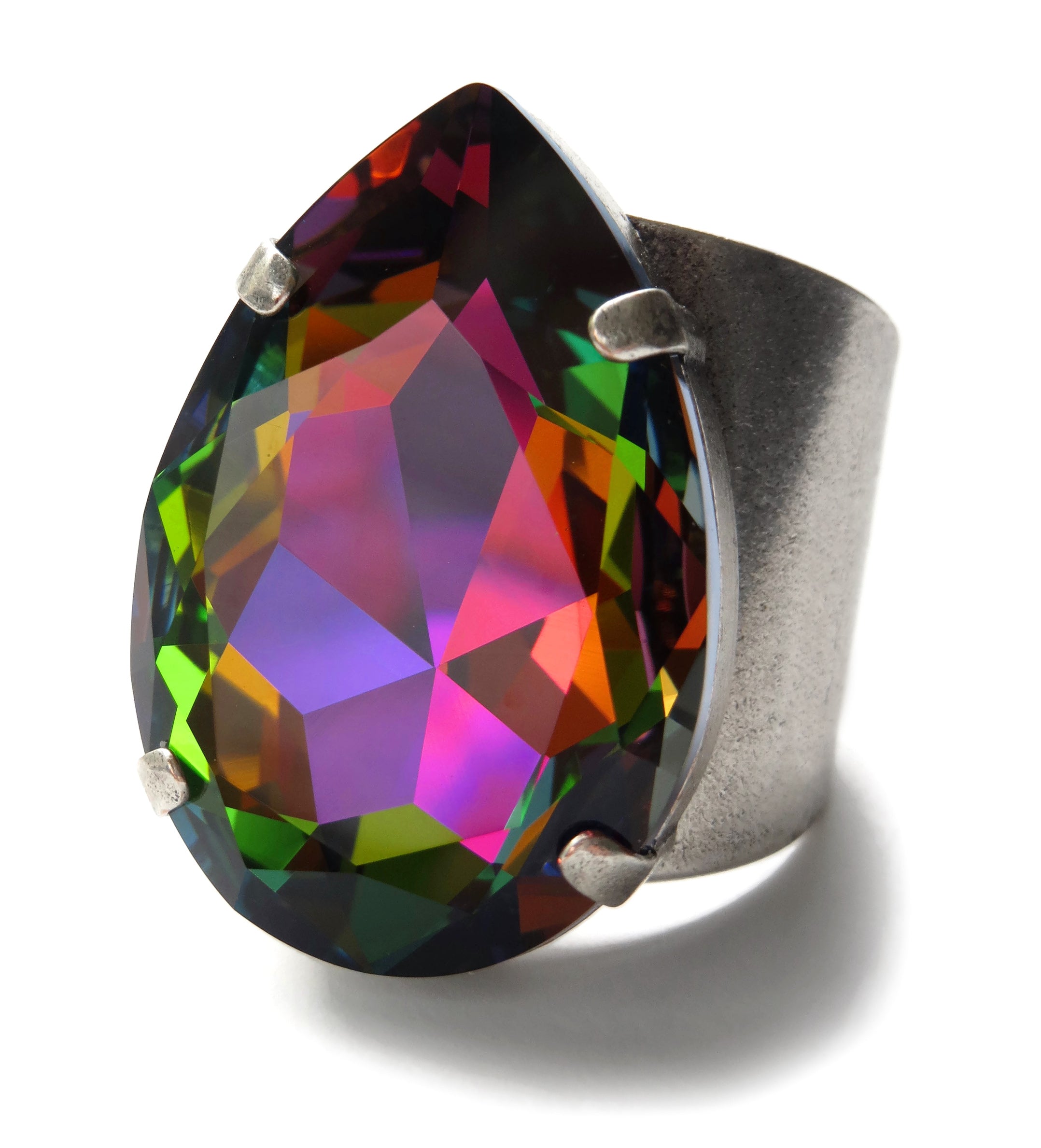 SPELLBOUND - Large Teardrop Rainbow Crystal Ring