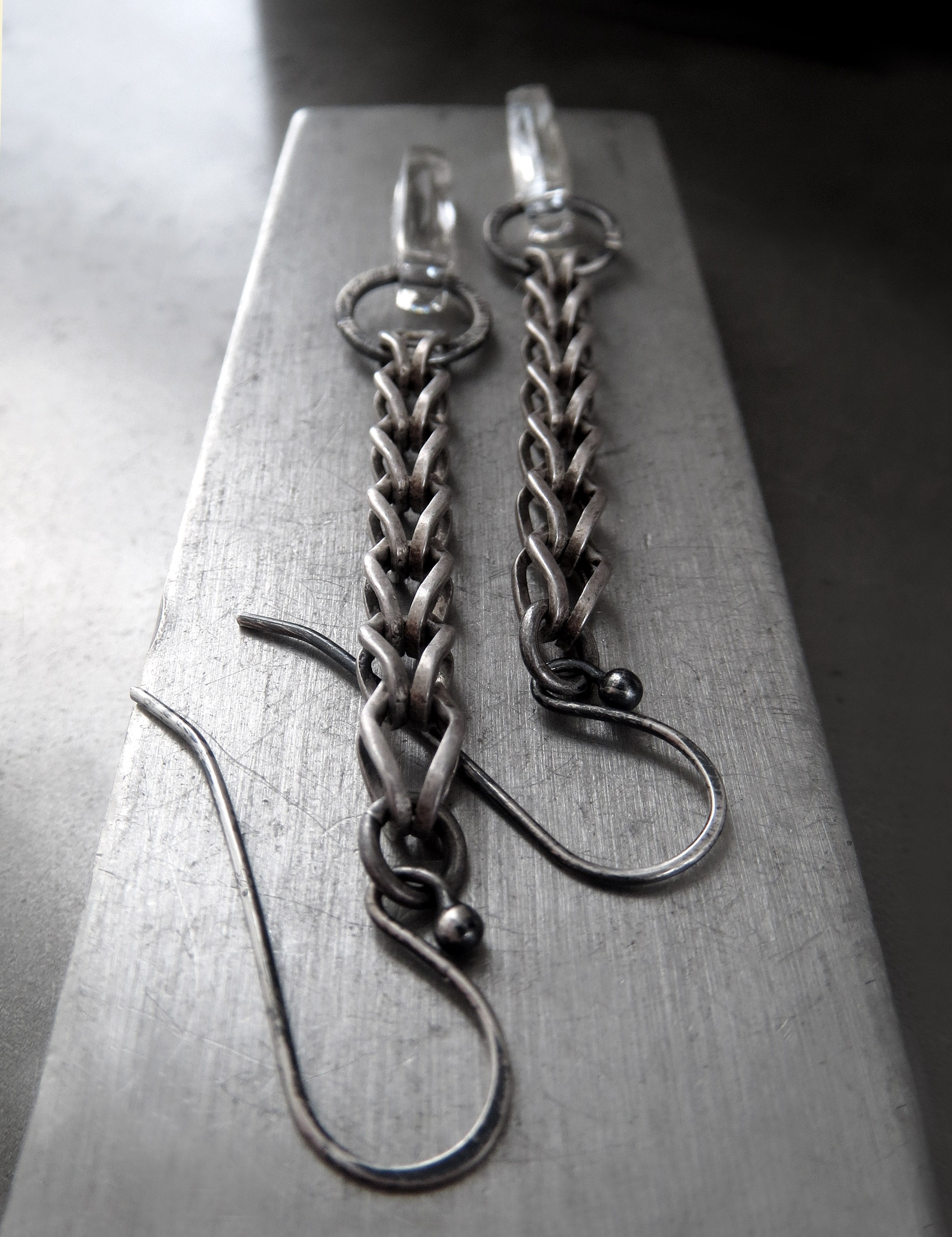 CONNECT - Long Linear Earrings with Clear Crystal