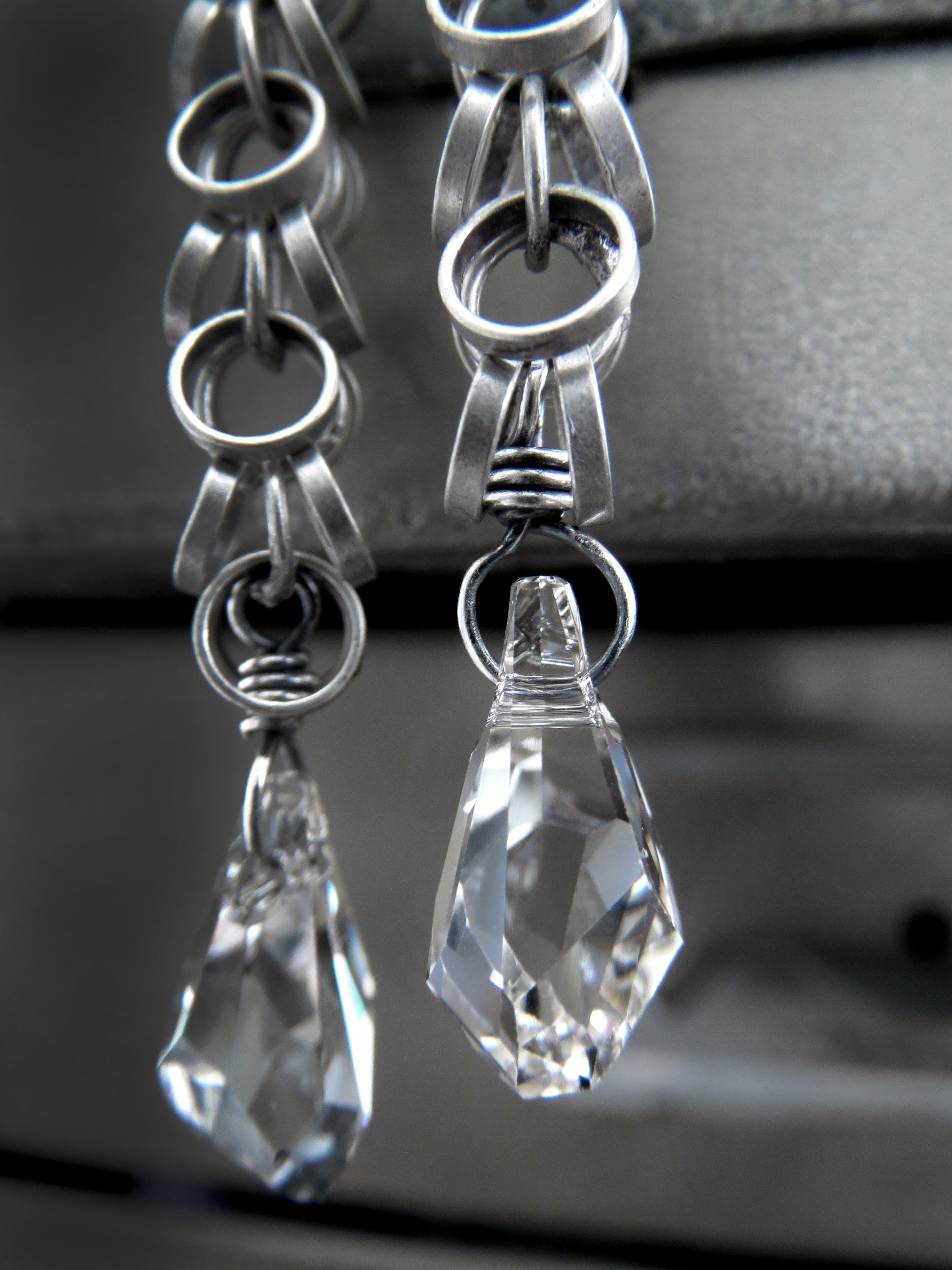 Silver Jazz Crystal Earrings