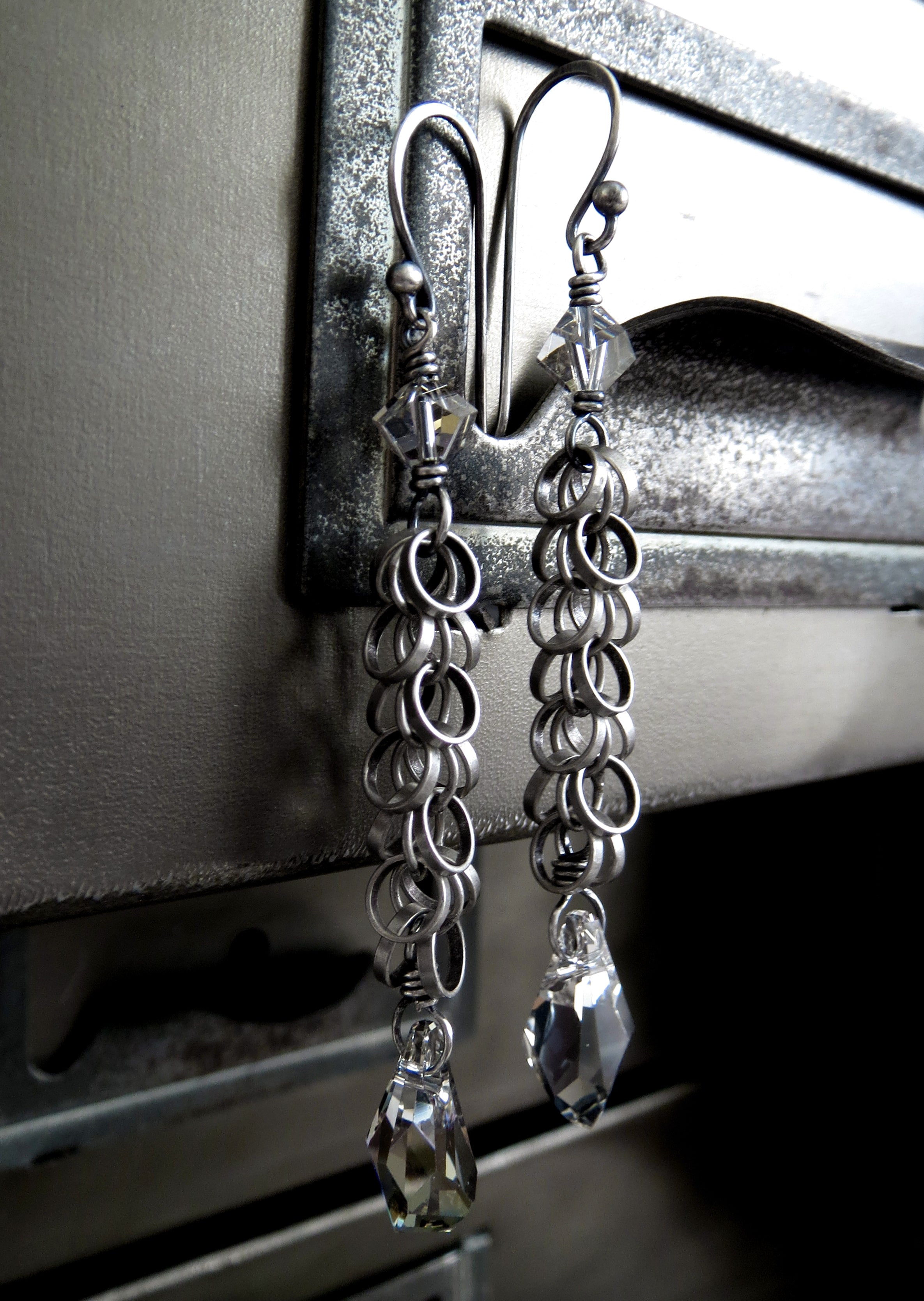 Silver Jazz Crystal Earrings