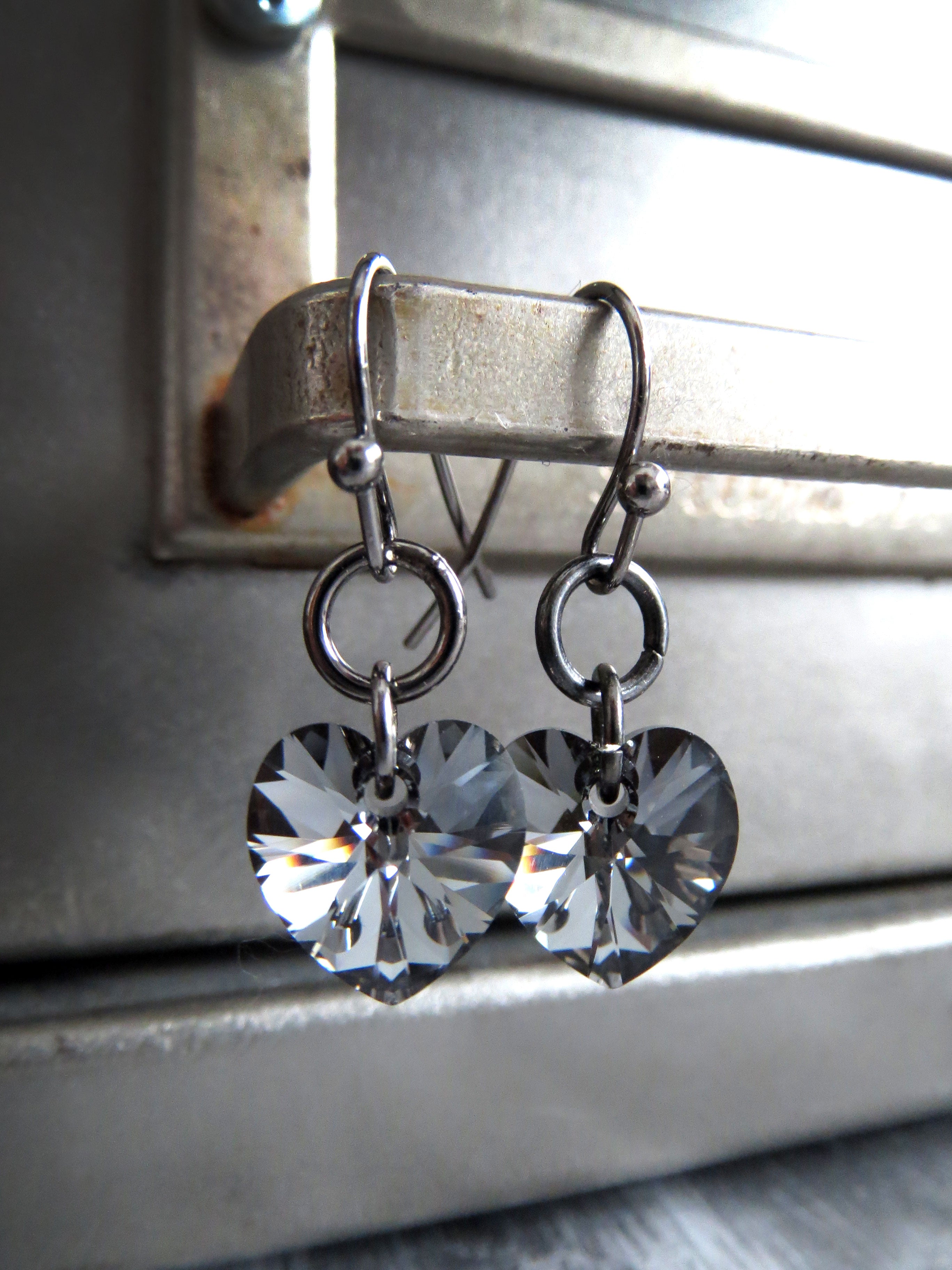 TOUGH LOVE - Crystal Black Heart Earrings