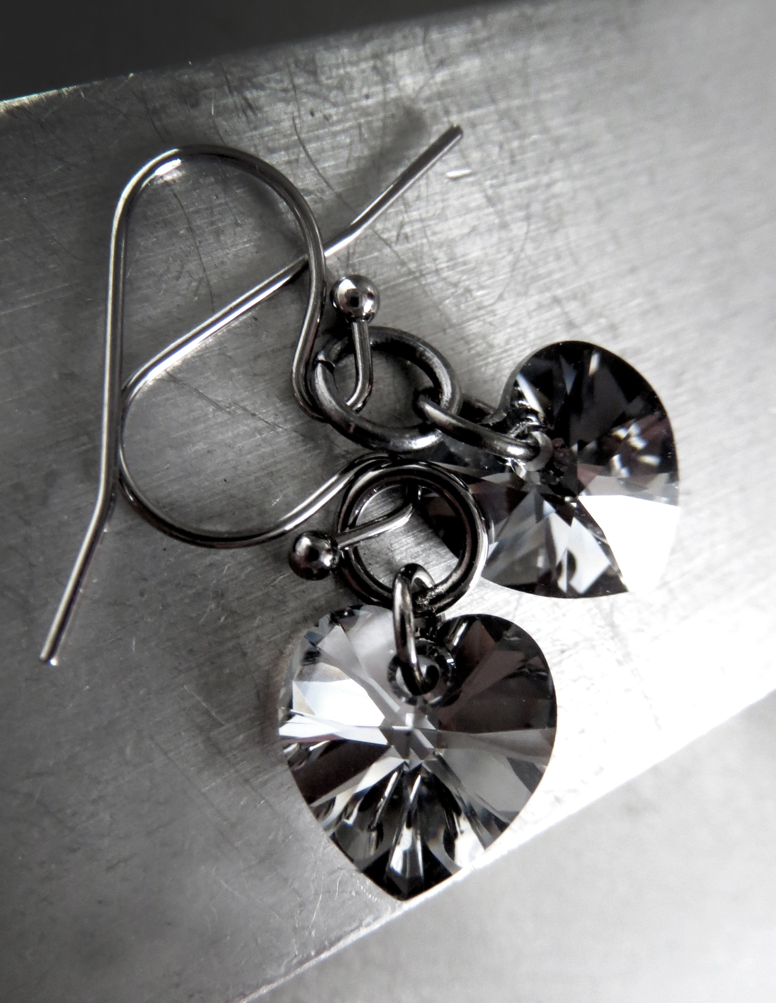 TOUGH LOVE - Crystal Black Heart Earrings