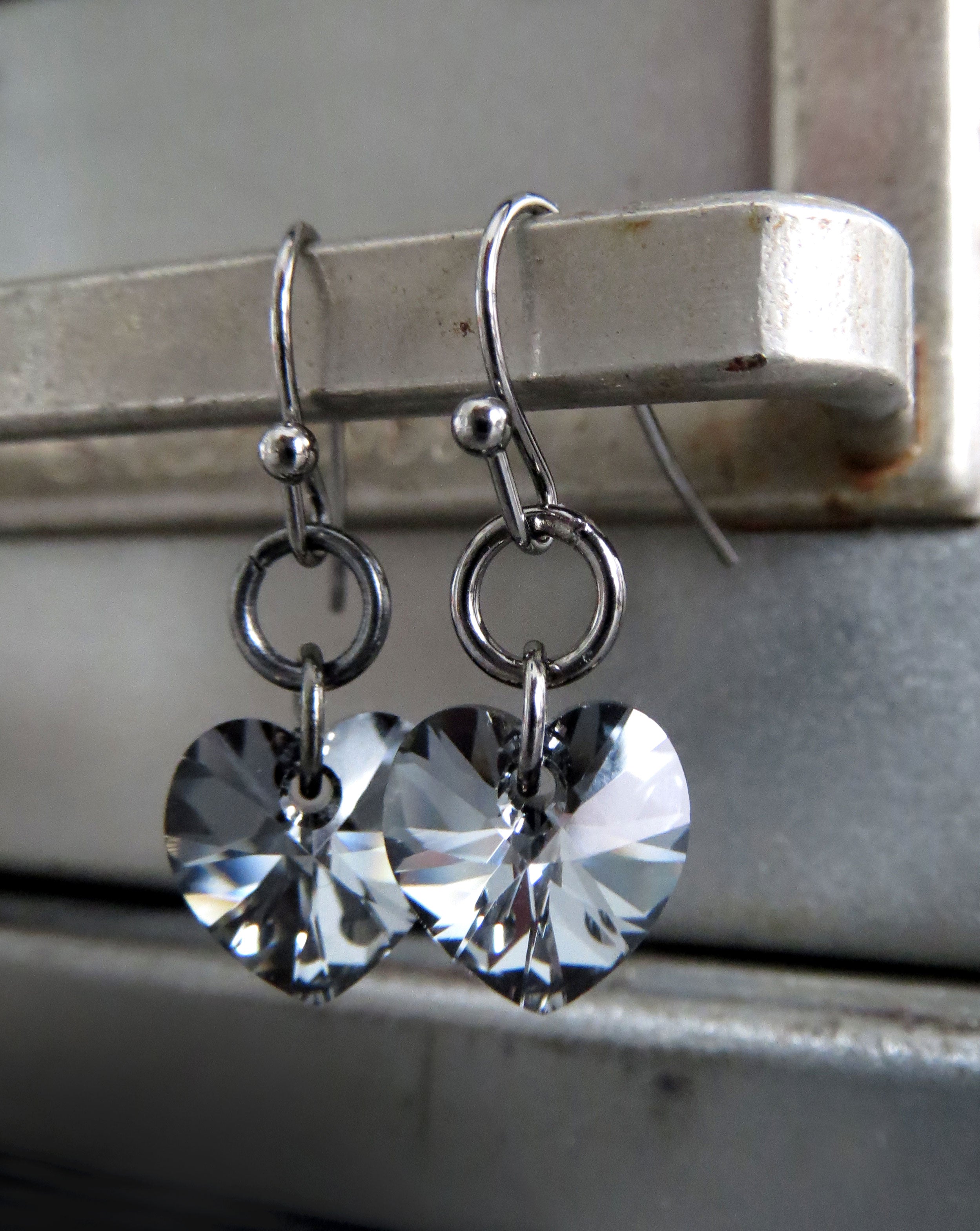 TOUGH LOVE - Crystal Black Heart Earrings