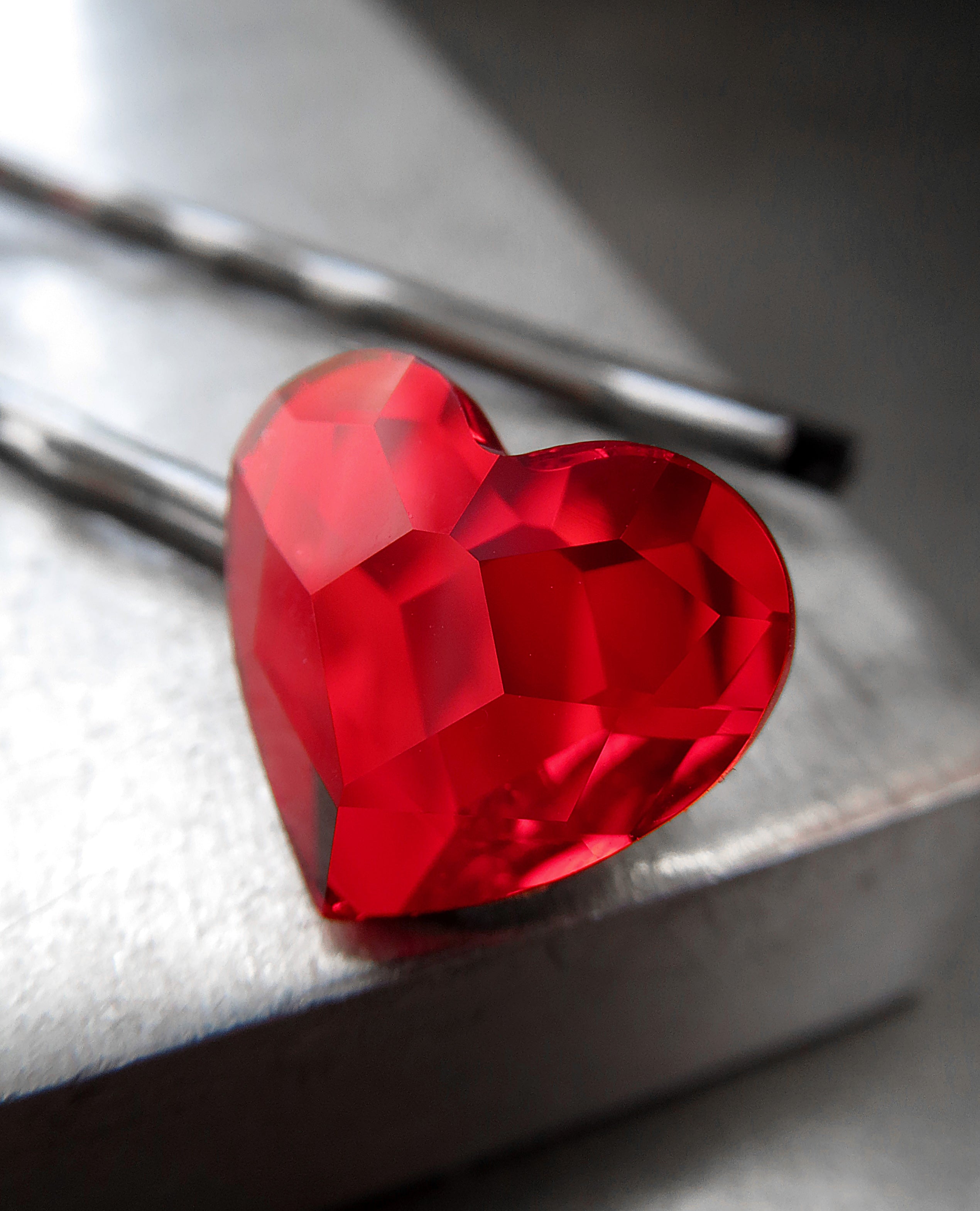 Goth Red Heart Bobby Pins with  Crystal - Set of 2