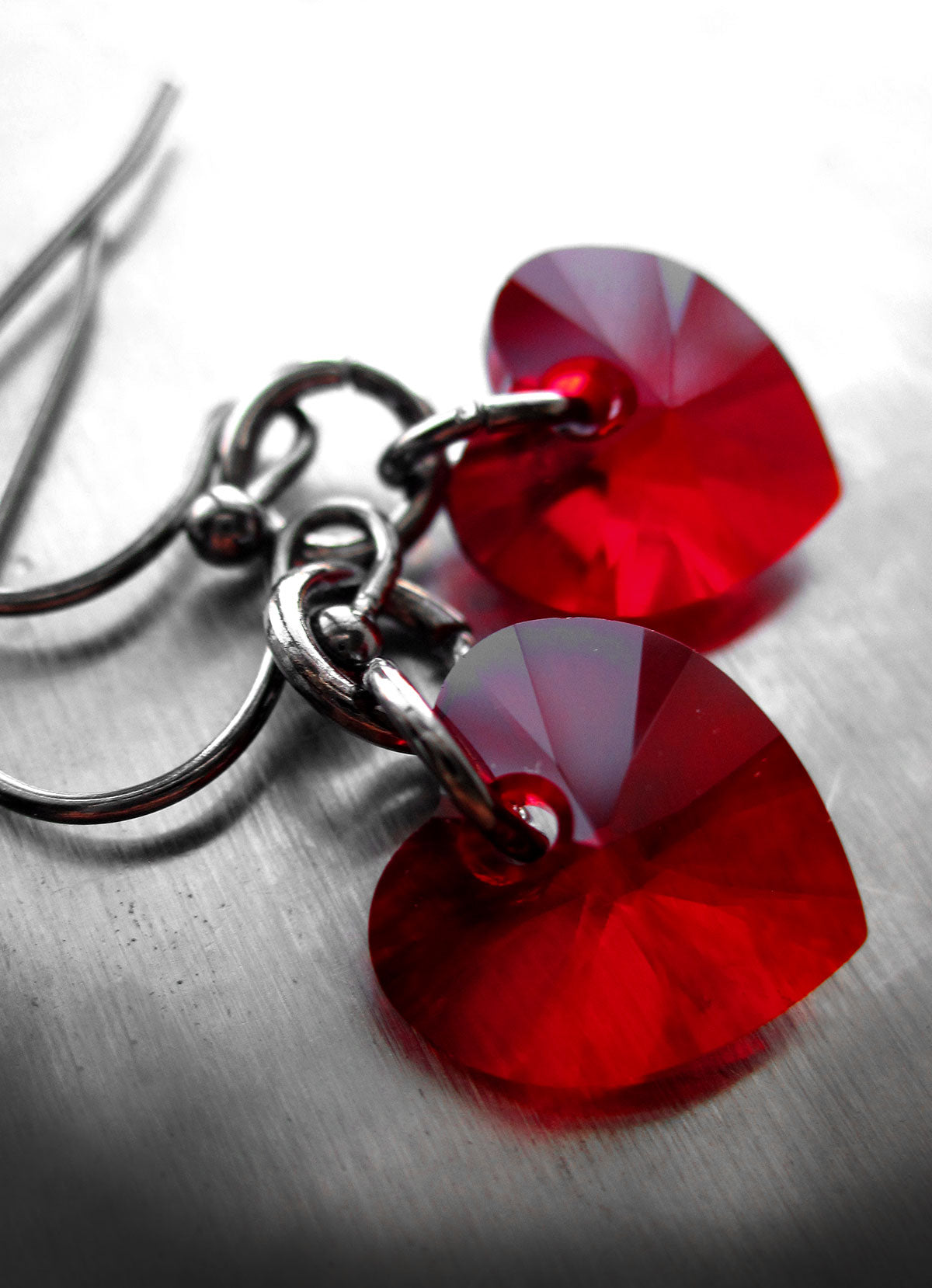 TOUGH LOVE - Small Crystal Red Heart Earrings