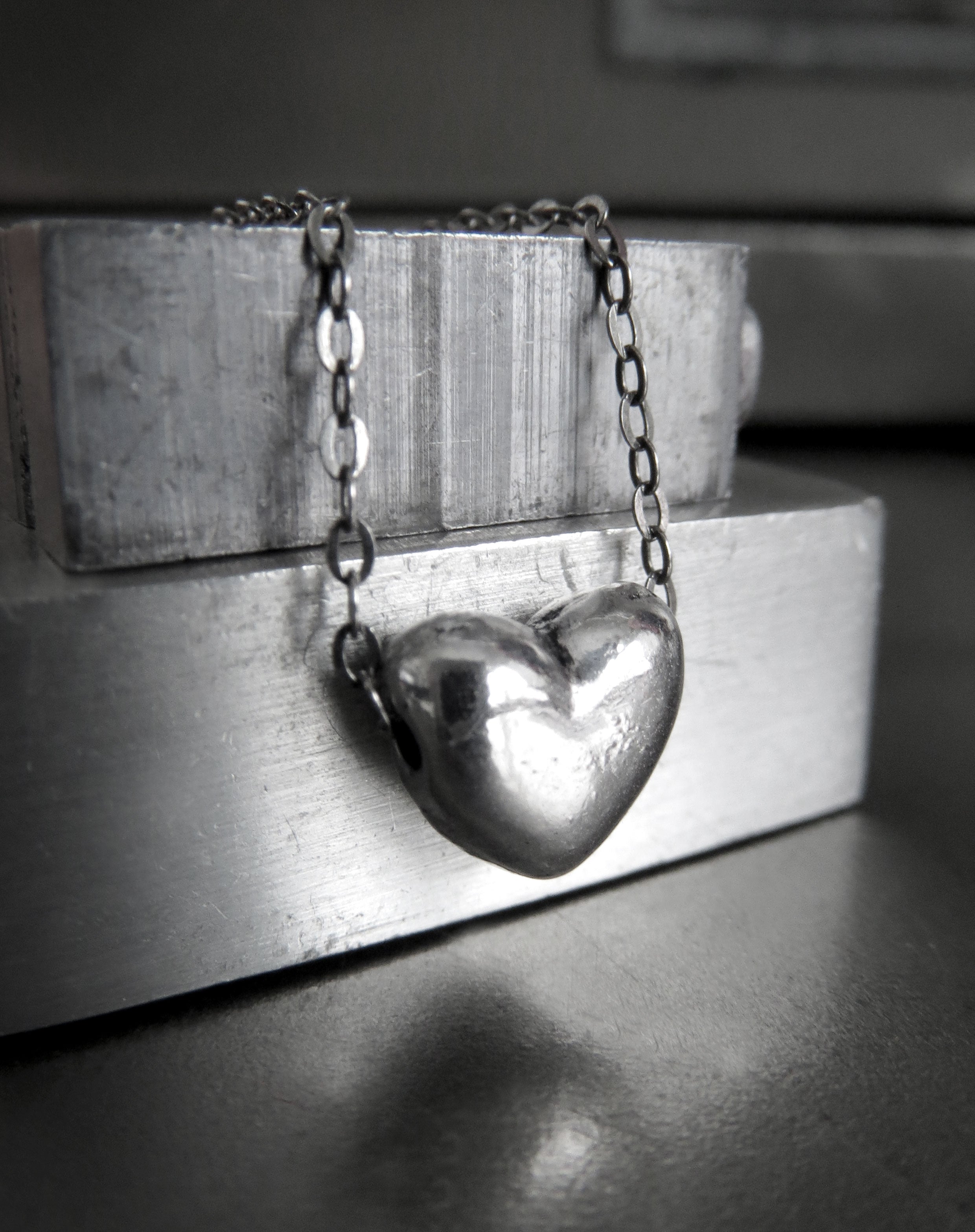 Tiny Silver Heart Pendant Necklace on Sterling Silver Chain