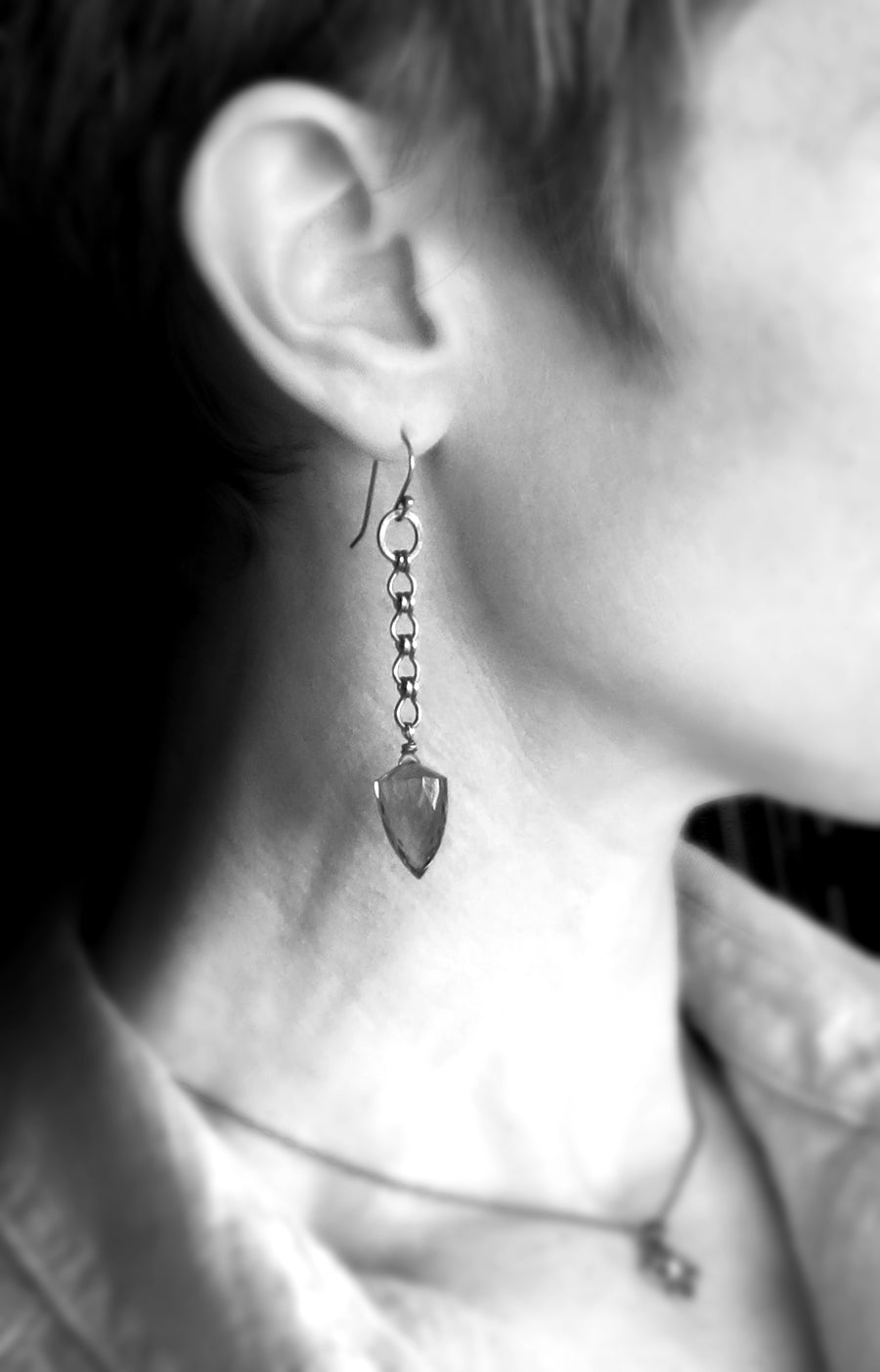 LONDON BLUE - Hydro-Quartz Bullet Earrings with Oxidized Sterling Silver