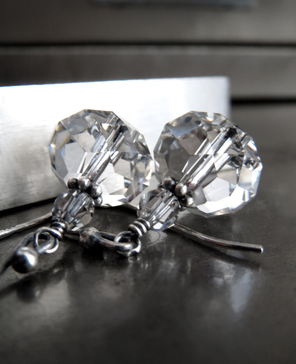DIAMOND in the ROUGH - Sparkling Clear Crystal Earrings