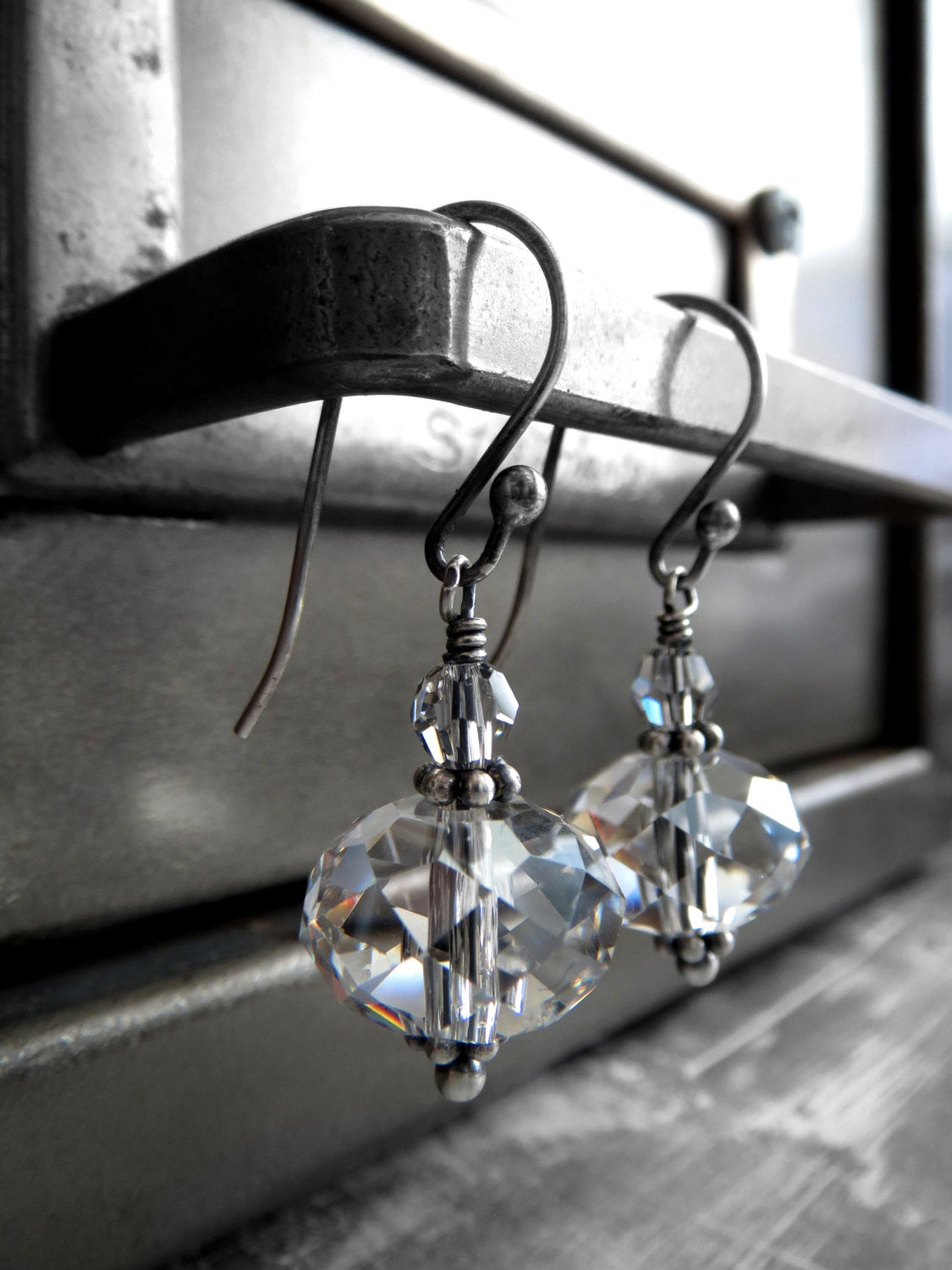 DIAMOND in the ROUGH - Sparkling Clear Crystal Earrings