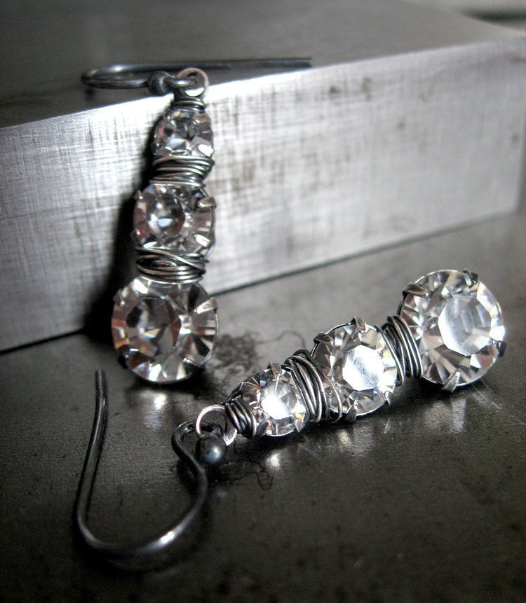 IRREVERANT JOURNEY - Faux Diamond Earrings with Crystal Trio