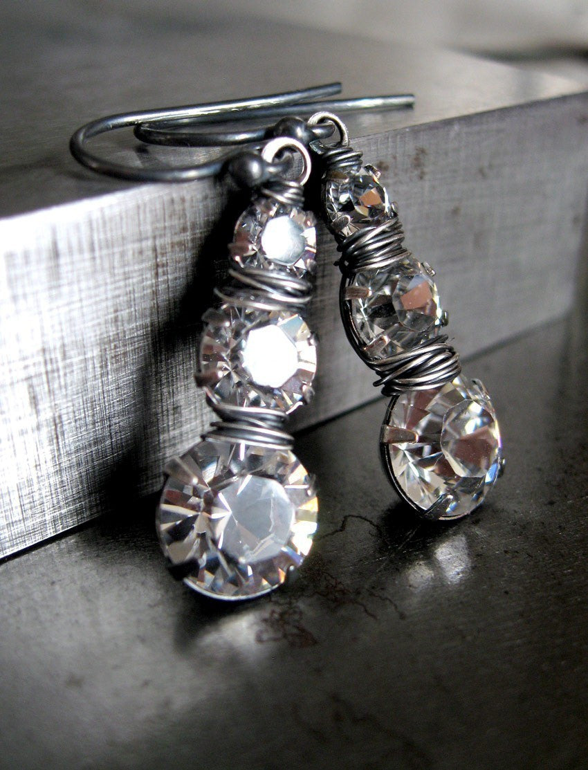 IRREVERANT JOURNEY - Faux Diamond Earrings with Crystal Trio