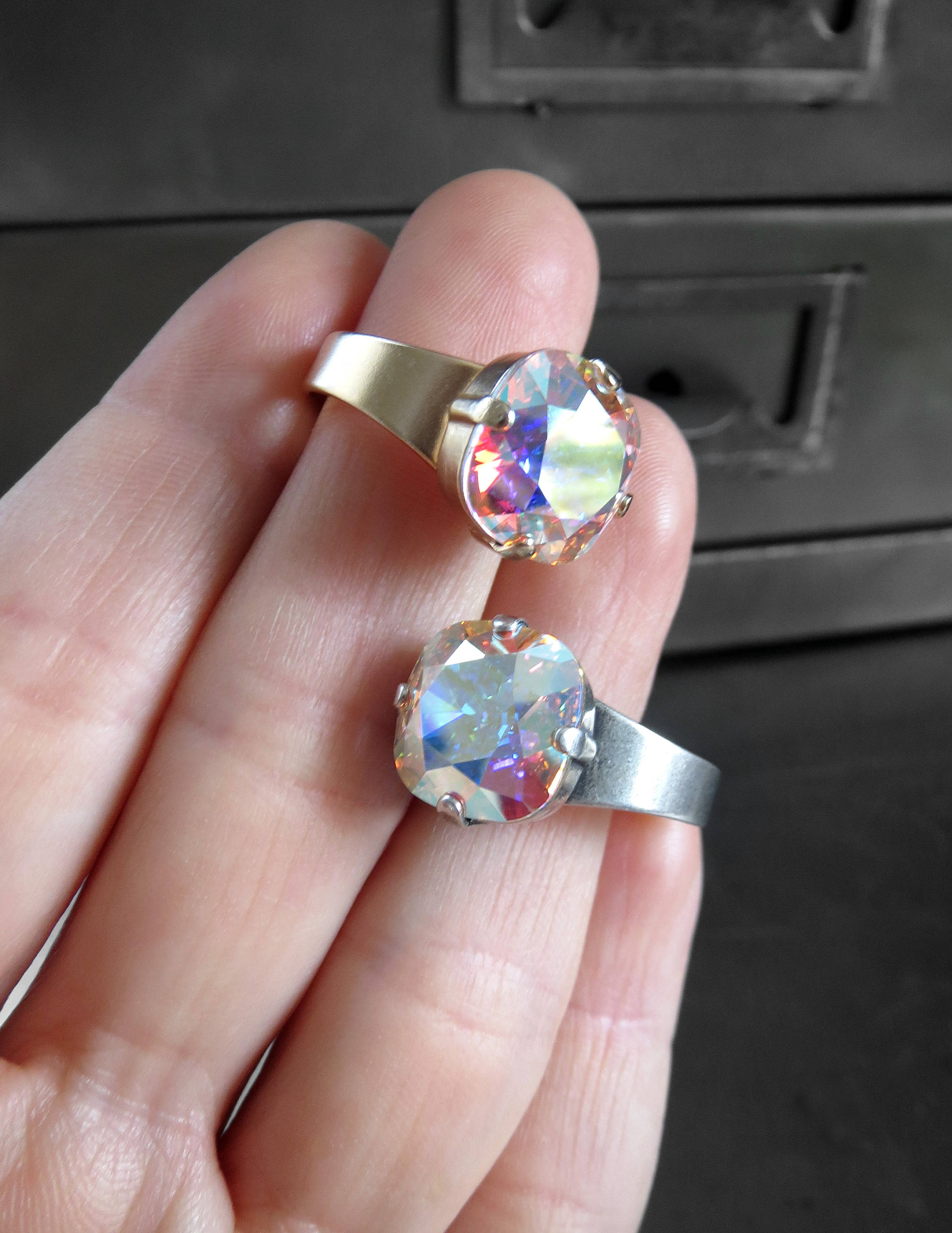 SHIMMER GOLD - Sparkling Ring with AB Crystal