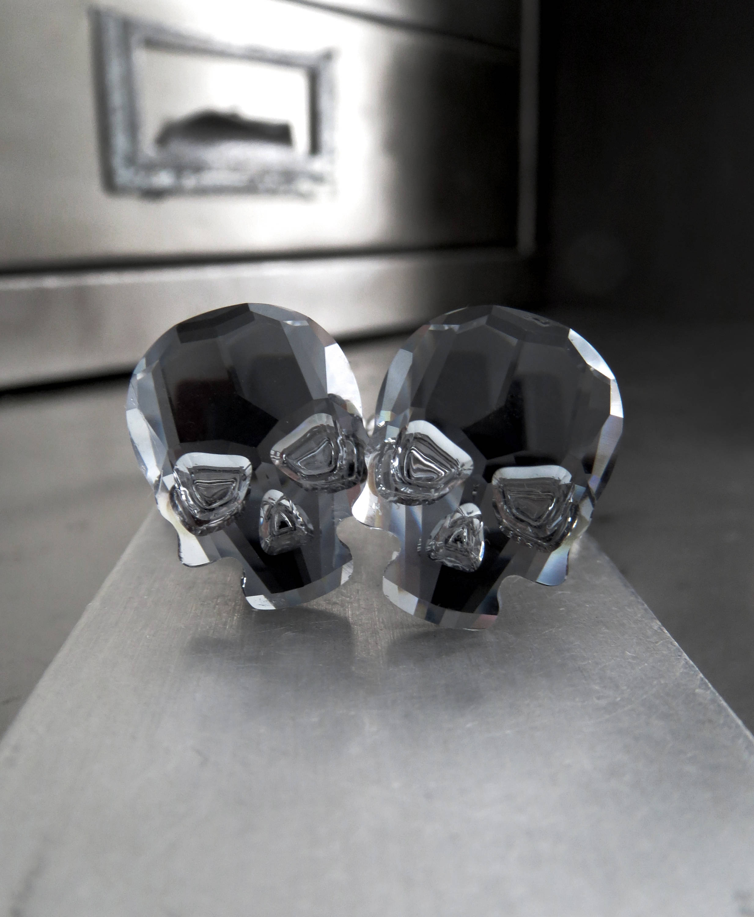 Crystal Skull Cufflinks in Black Night