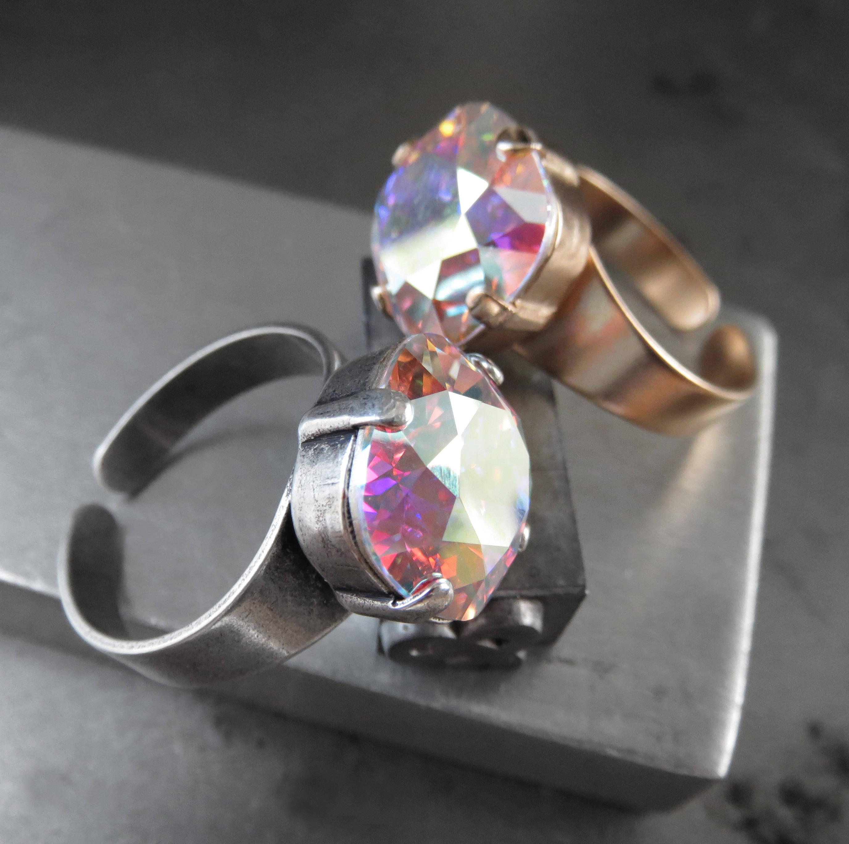 SHIMMER SILVER - Sparkling Ring with AB Crystal