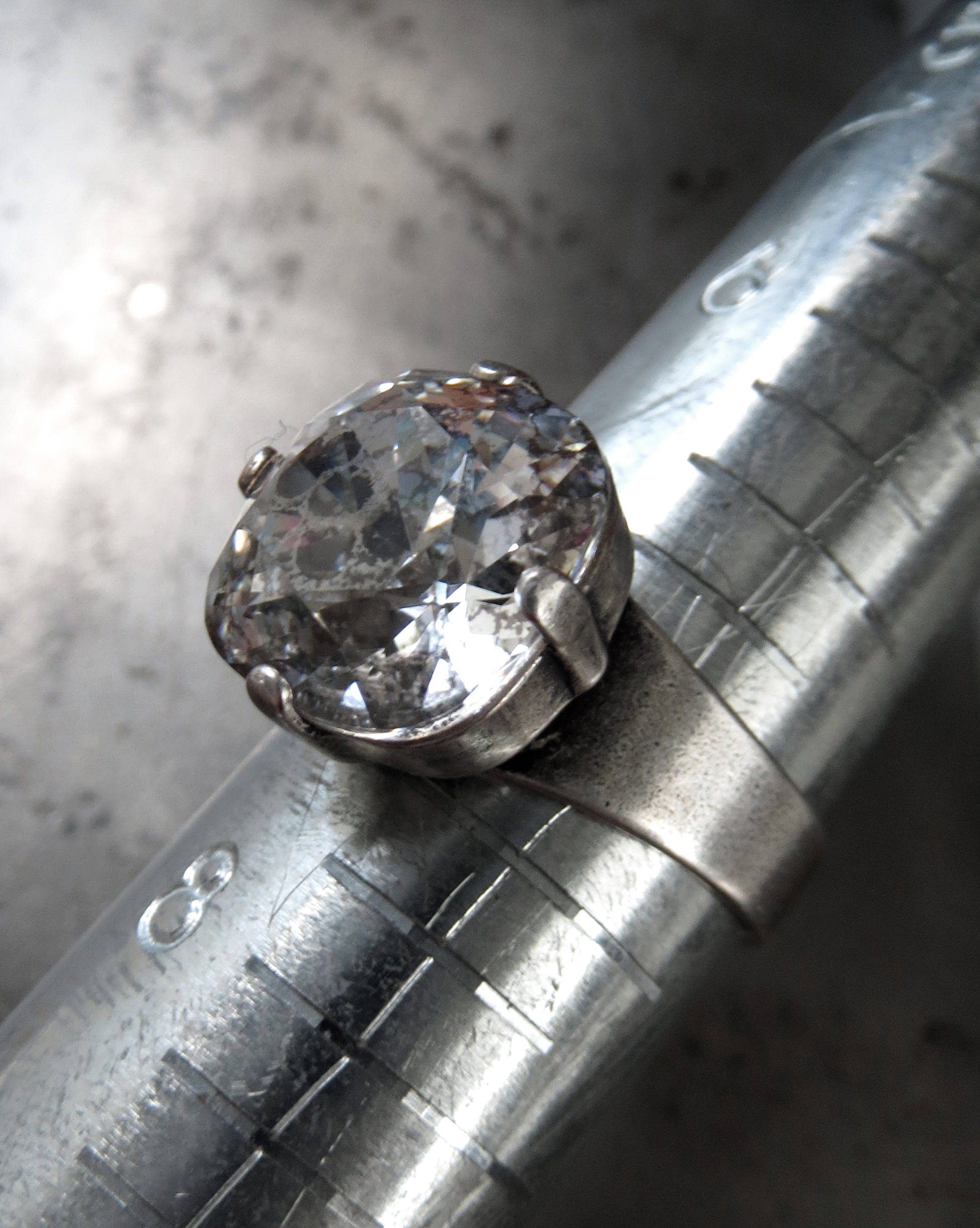 SALE - MERCURY - Silver Patina Crystal Ring