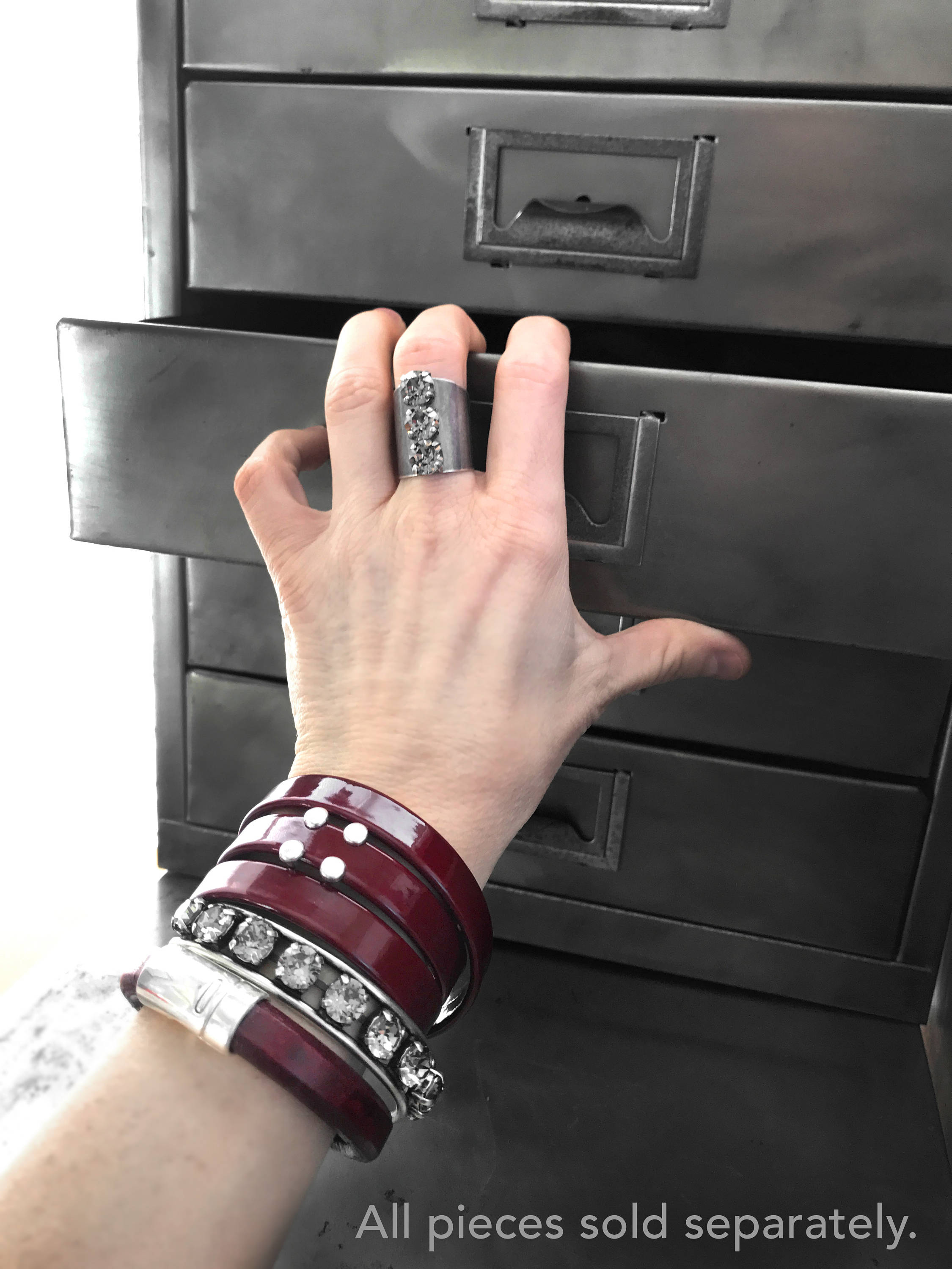 Oxblood Red Leather Bracelet with Silver Magnetic Clasp - Unisex