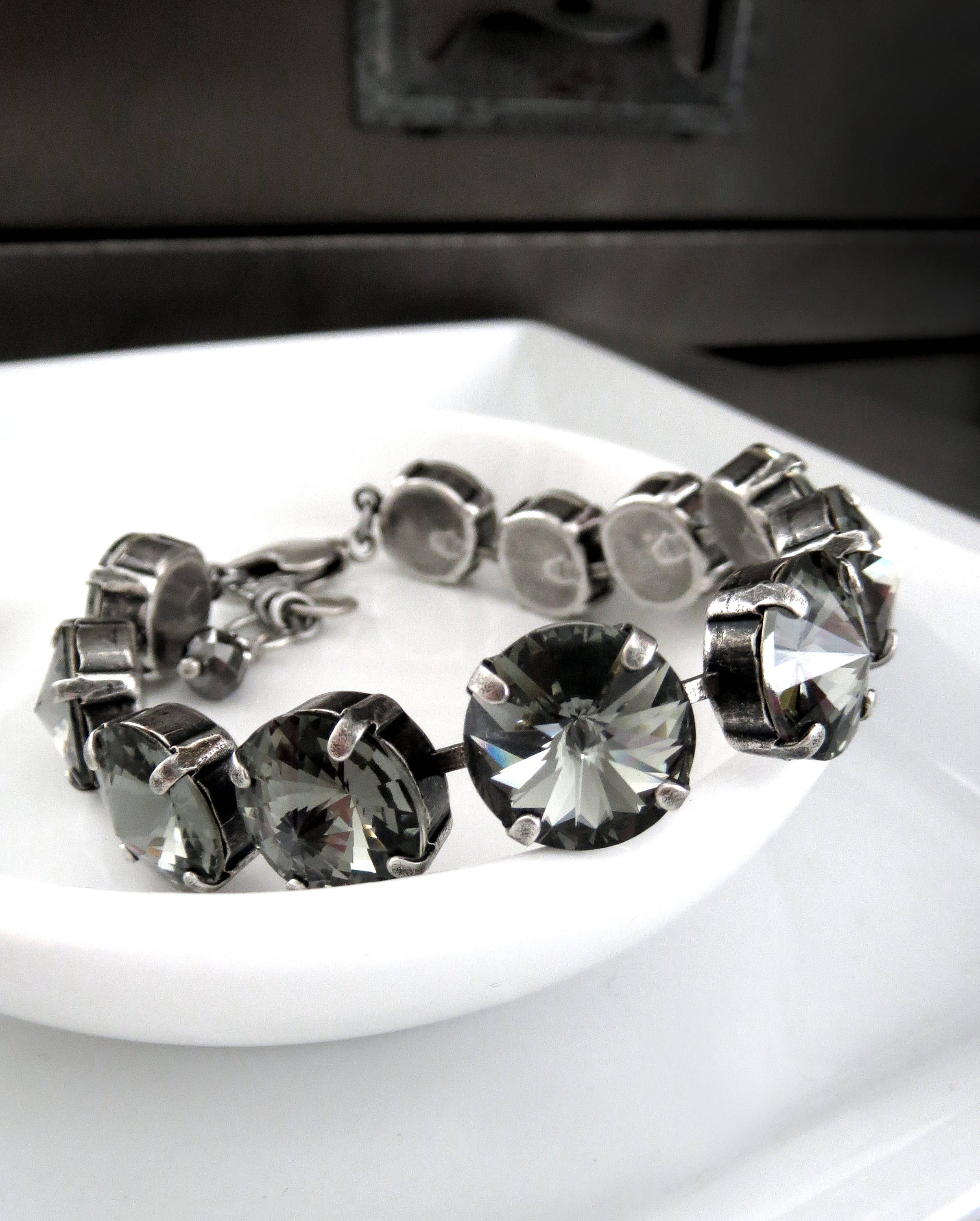 Black Diamond Crystal Rivoli Tennis Bracelet