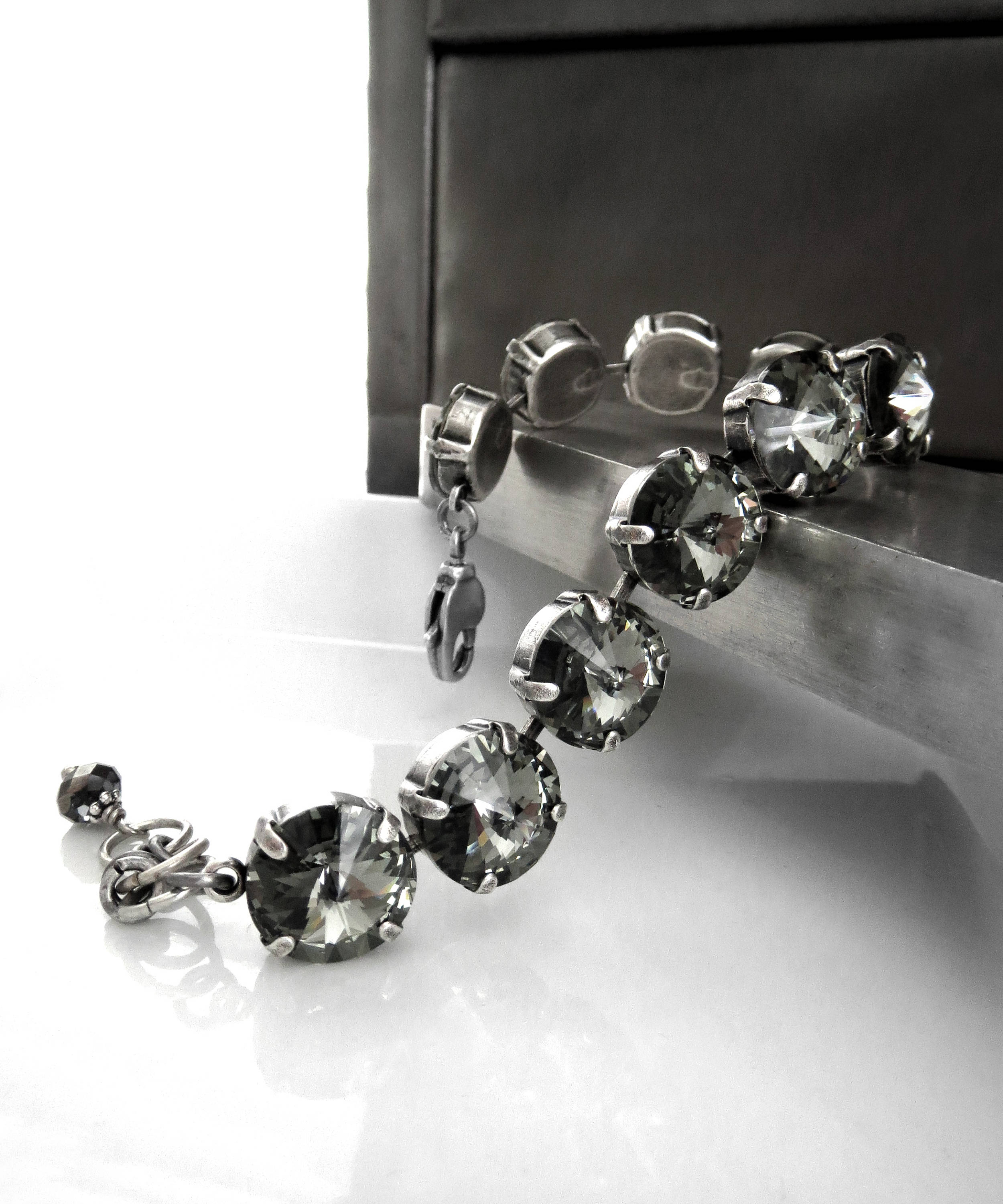 Black Diamond Crystal Rivoli Tennis Bracelet