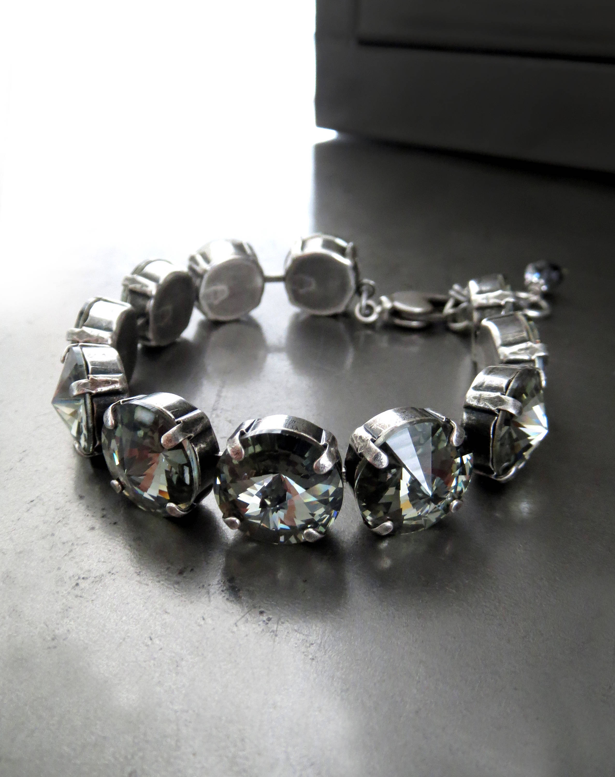 Black Diamond Crystal Rivoli Tennis Bracelet