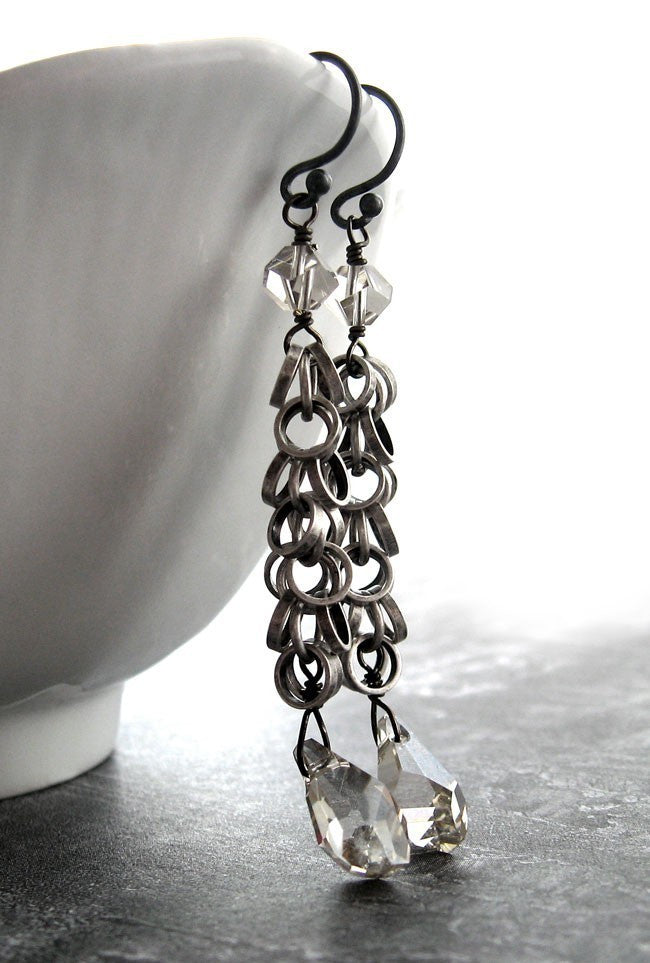 Silver Jazz Crystal Earrings