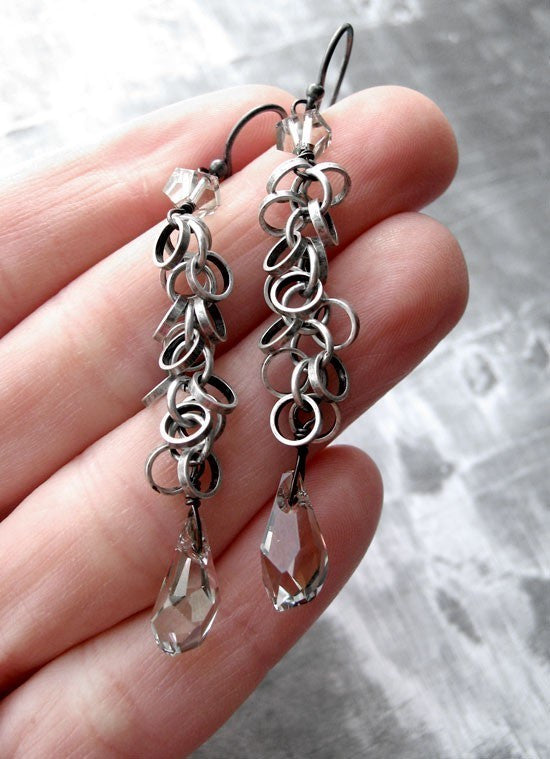 Silver Jazz Crystal Earrings