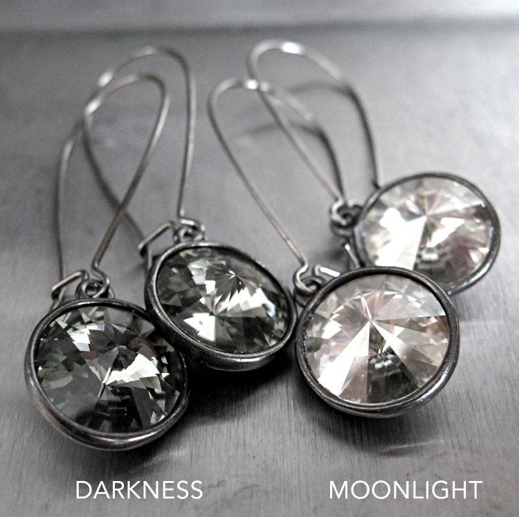MOONLIGHT -  Crystal Rivoli Earrings - Silver Shade