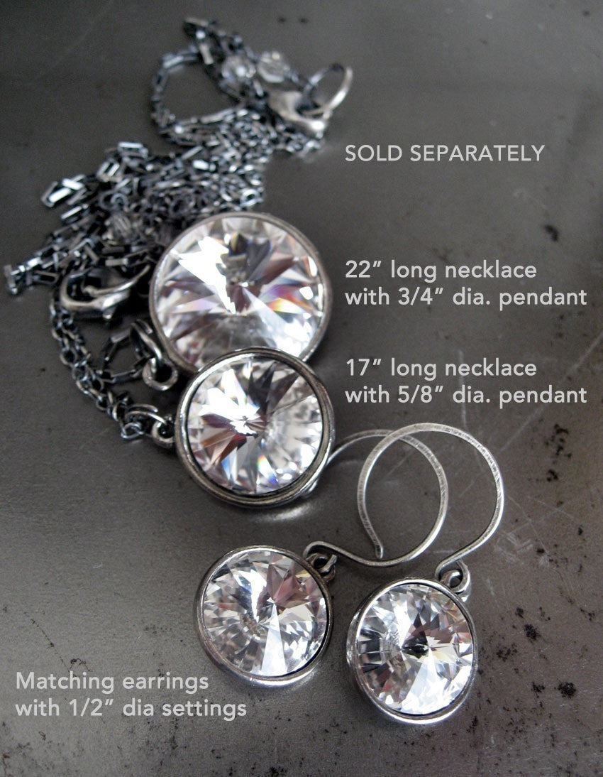 PURE II - Clear Crystal Earrings with Antiqued Silver