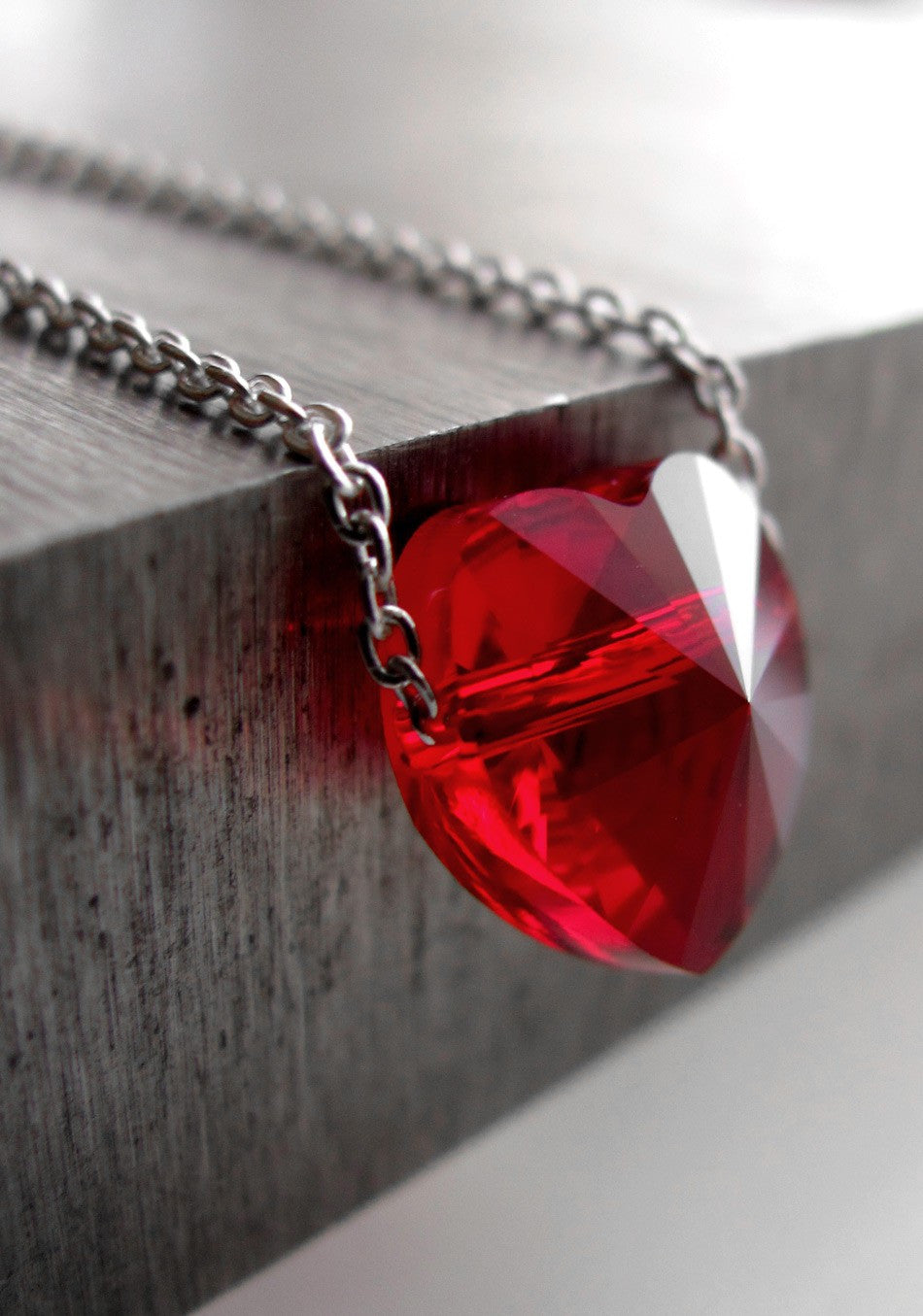 Red crystal pendant necklace deals