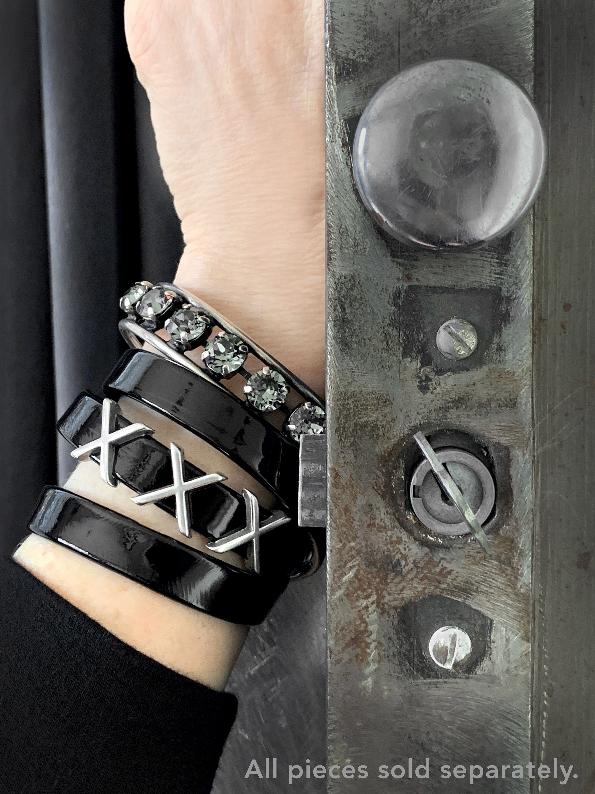 XXX - Shiny Black Patent Leather Wrap Bracelet